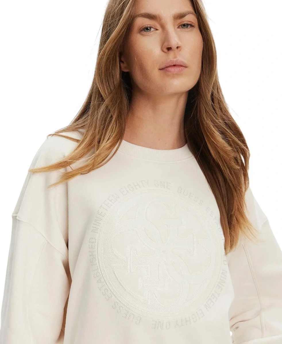 Guess Hotfix Kadın Bej Sweatshirt W5YQ07KB681-G9L9