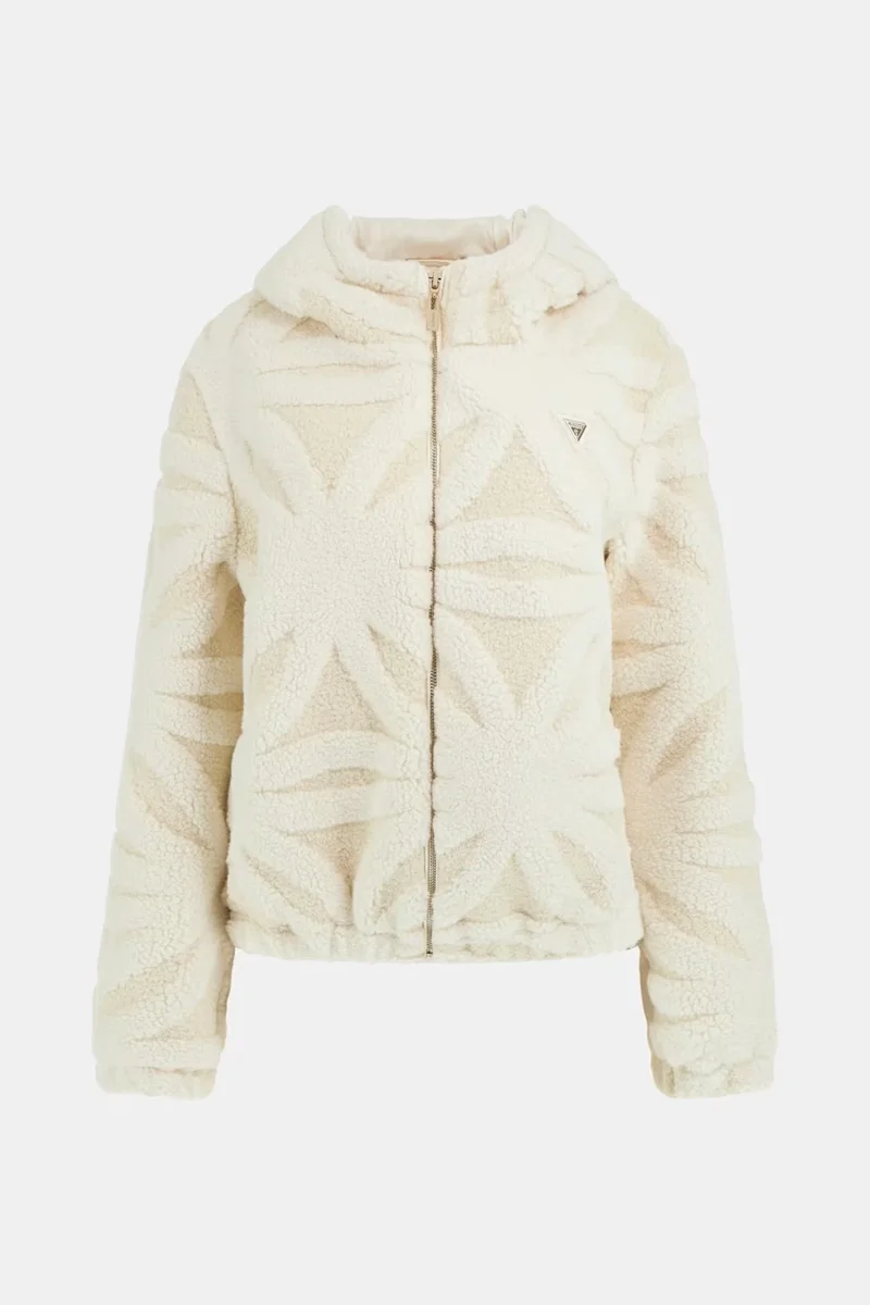 Guess Jacquard Kadın Beyaz Aktif Bomber Ceket V5BL09W0120-G015