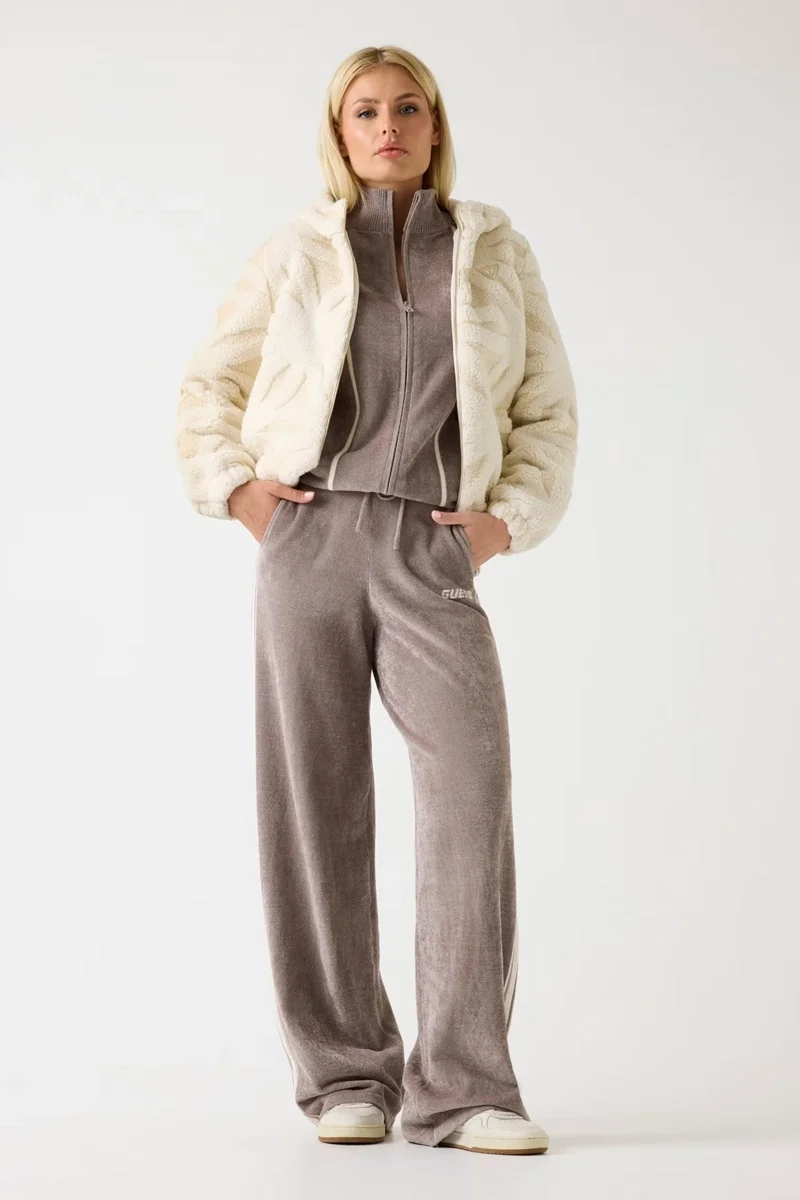 Guess Jacquard Kadın Beyaz Aktif Bomber Ceket V5BL09W0120-G015