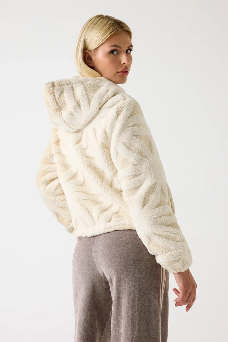 Guess Jacquard Kadın Beyaz Aktif Bomber Ceket V5BL09W0120-G015