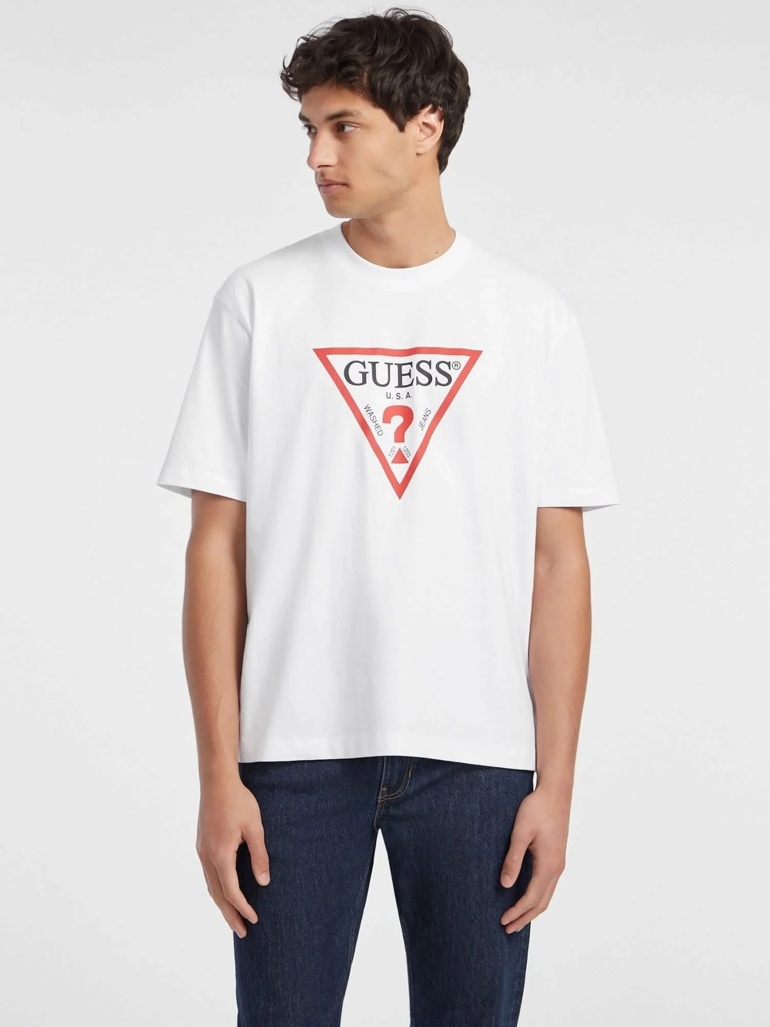 Guess  Erkek Beyaz Oversize Fit T-Shirt M4YI45K8FQ4-G011