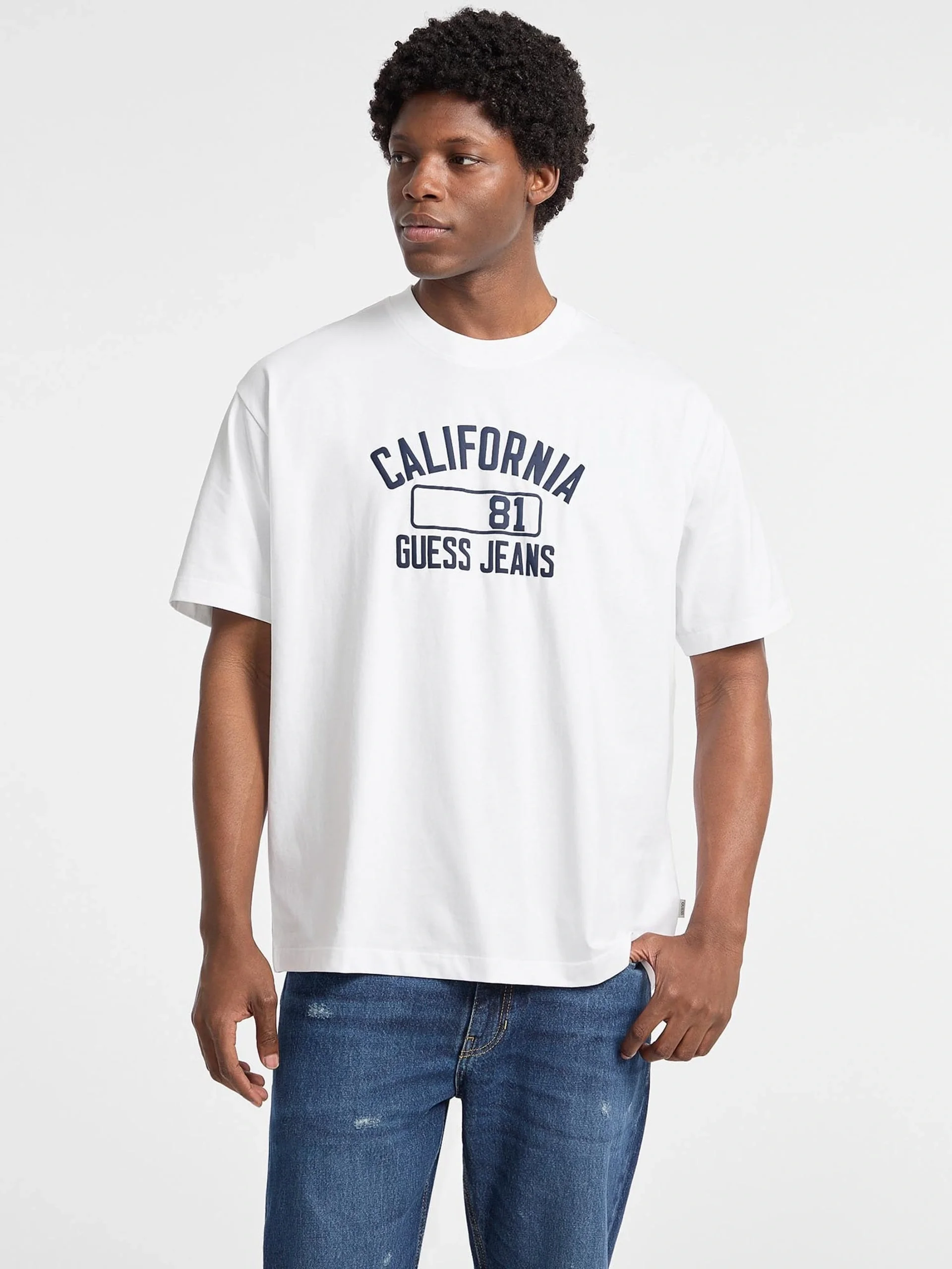 Guess Jeans Erkek Beyaz Oversize Fit T-Shirt M5YI52K8HM0-G011