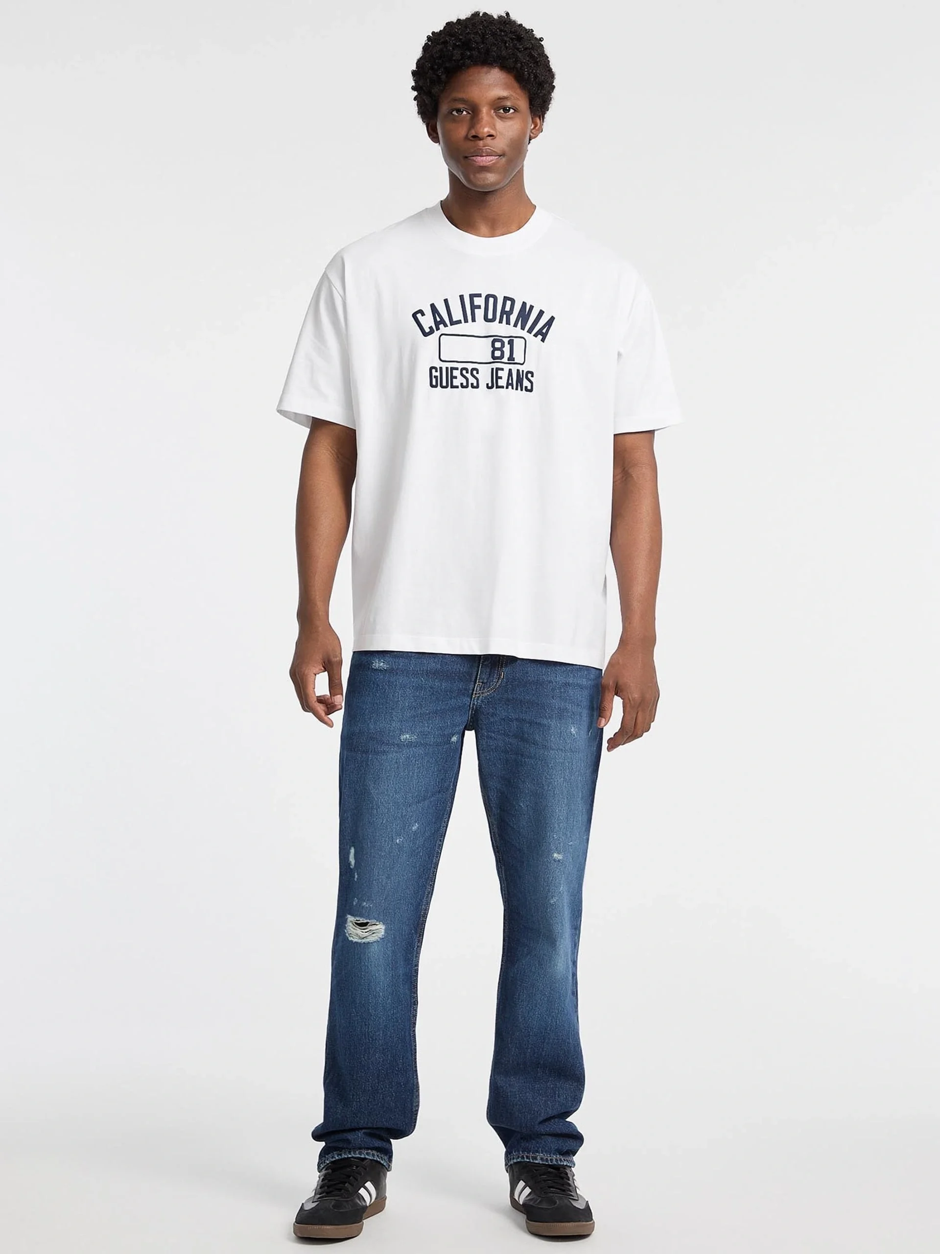 Guess Jeans Erkek Beyaz Oversize Fit T-Shirt M5YI52K8HM0-G011