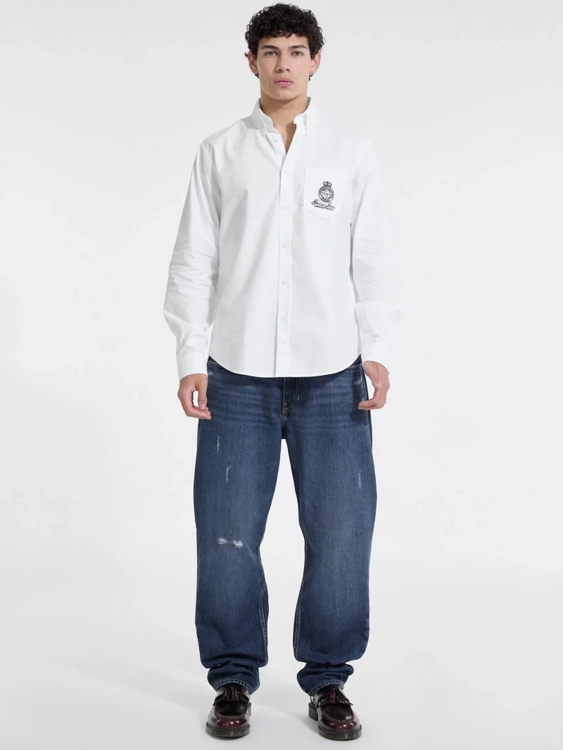 Guess Jeans Erkek Beyaz Regular Fit Gömlek M5YH64WHFK1-G011