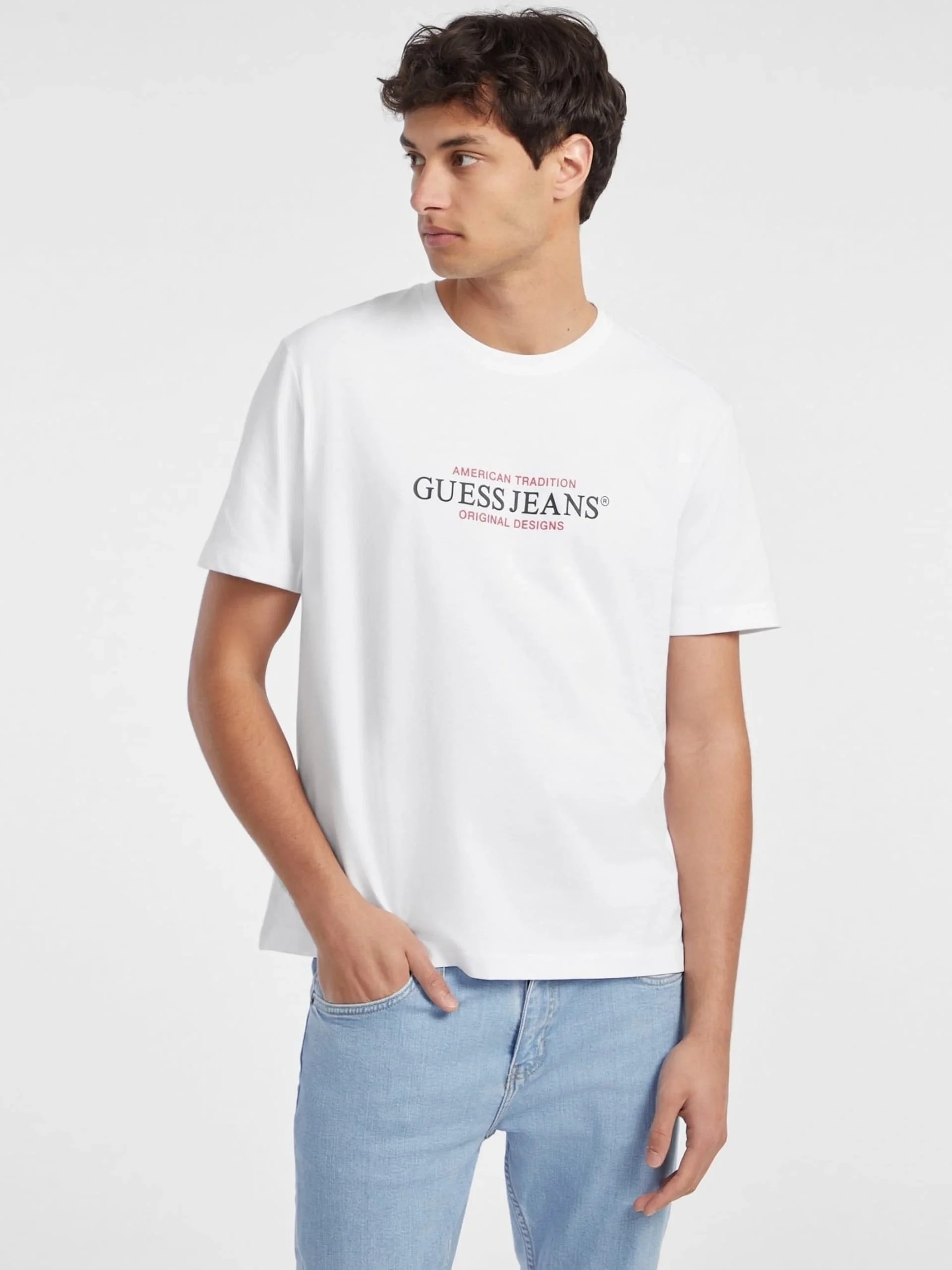 Guess  Erkek Beyaz Regular Fit T-Shirt M4YI42K8FQ4-G011