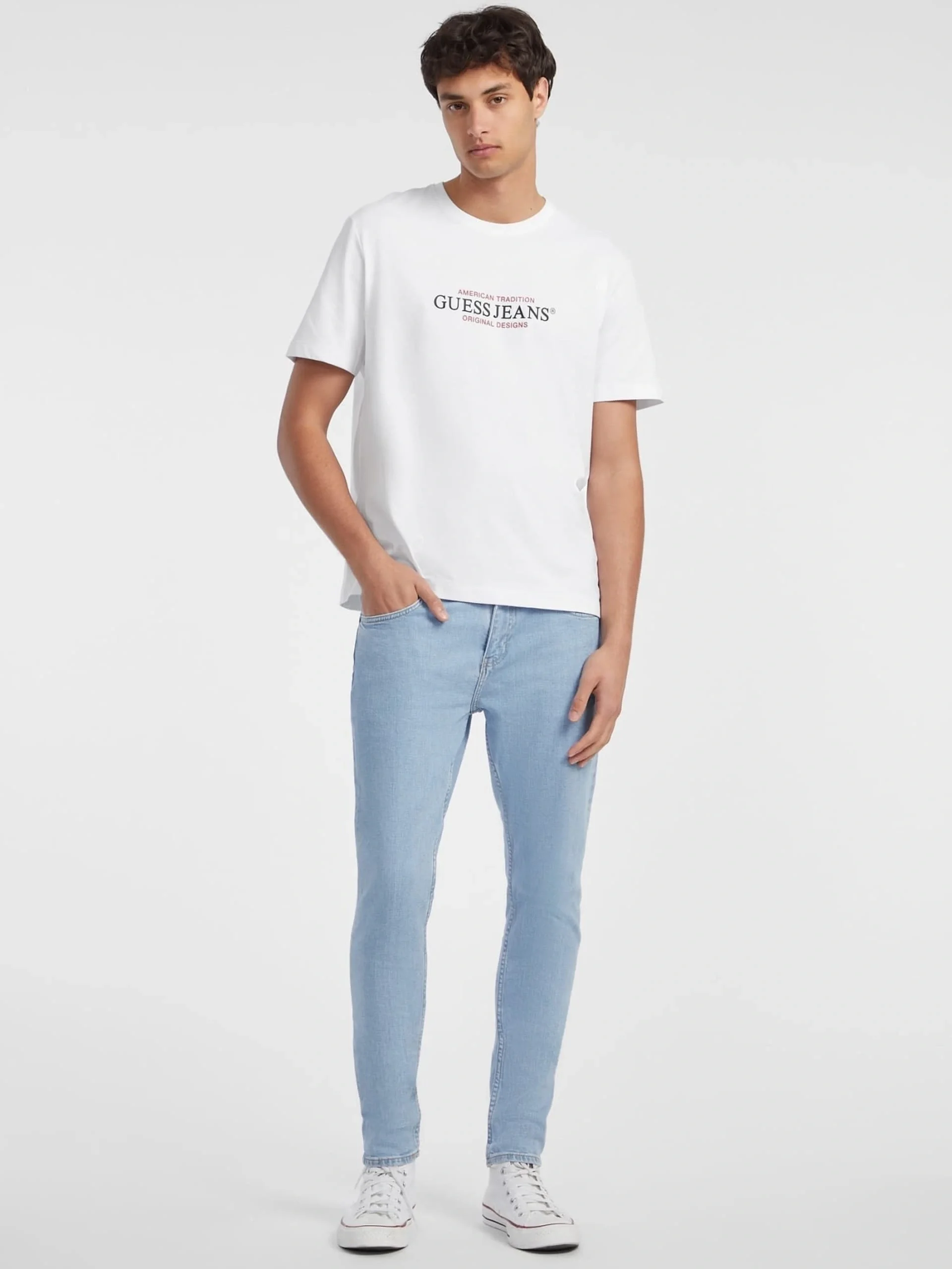 Guess  Erkek Beyaz Regular Fit T-Shirt M4YI42K8FQ4-G011