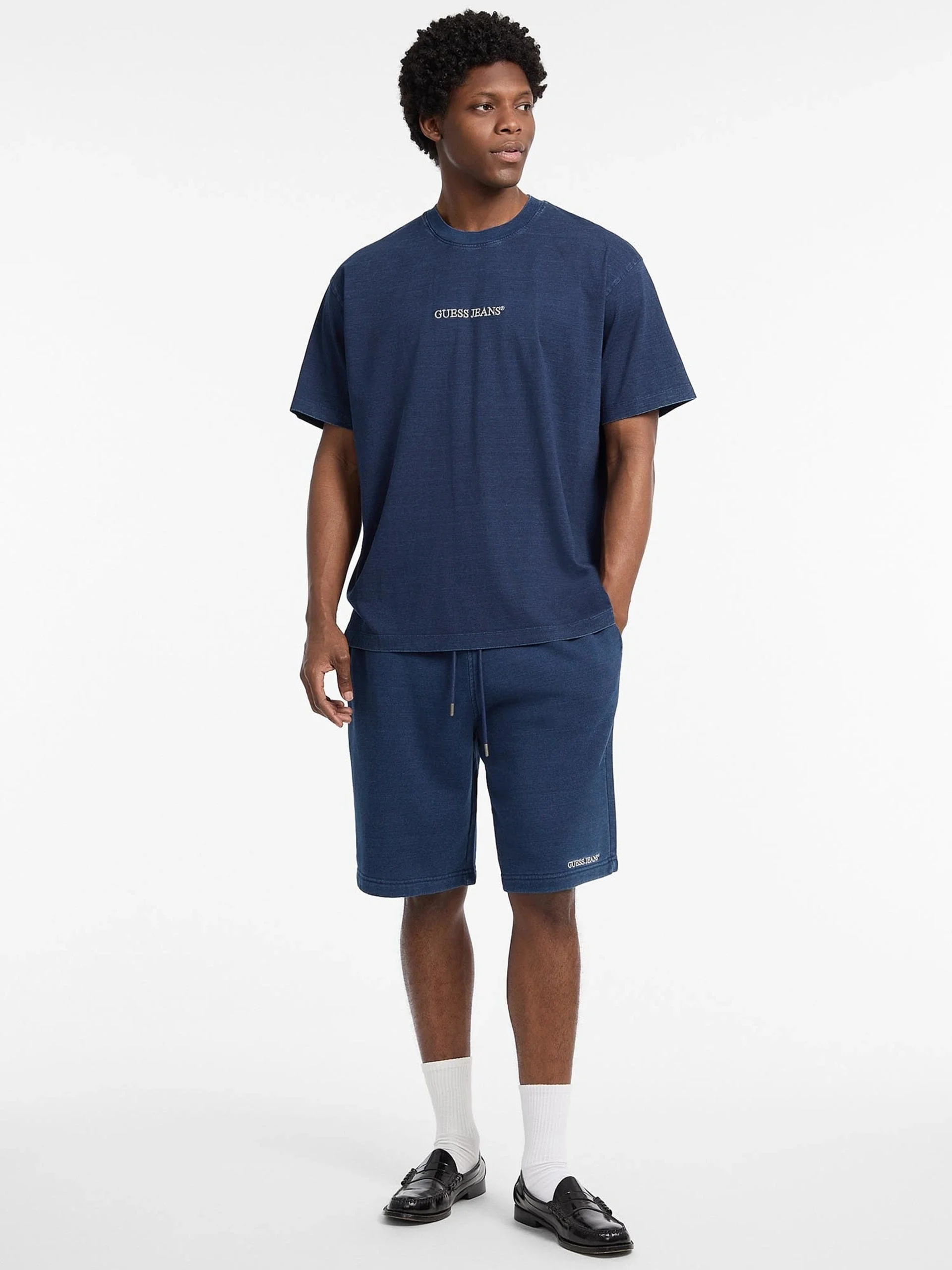 Guess Jeans Erkek Lacivert Oversize Fit T-Shirt M5YI11KCTG1-BL1N