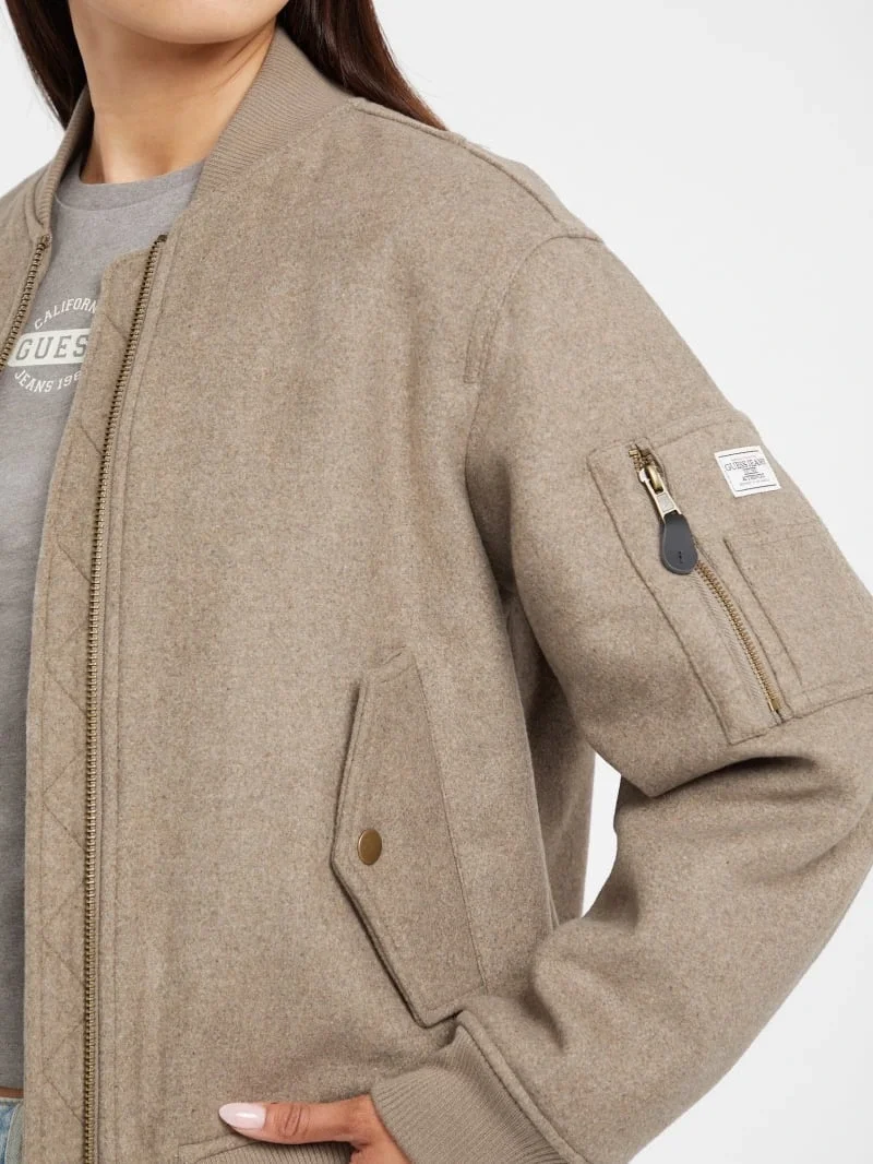 Guess Jeans Kadın Çok Renkli Yün Karışımlı Bomber Ceket W5BL14W1482-H187