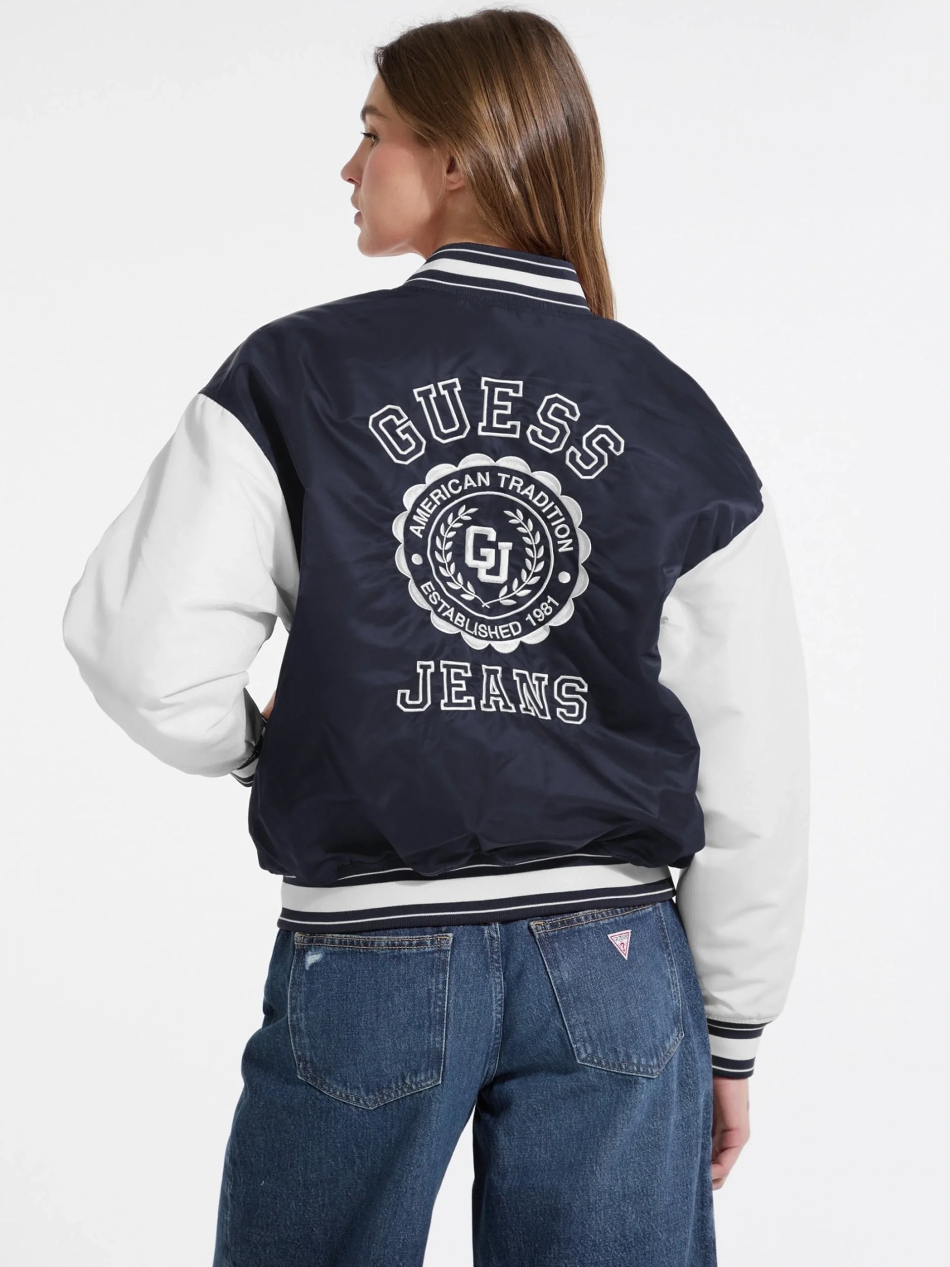 Guess Jeans Kadın Lacivert Bomber Ceket W5YL15WHAA2-A71W
