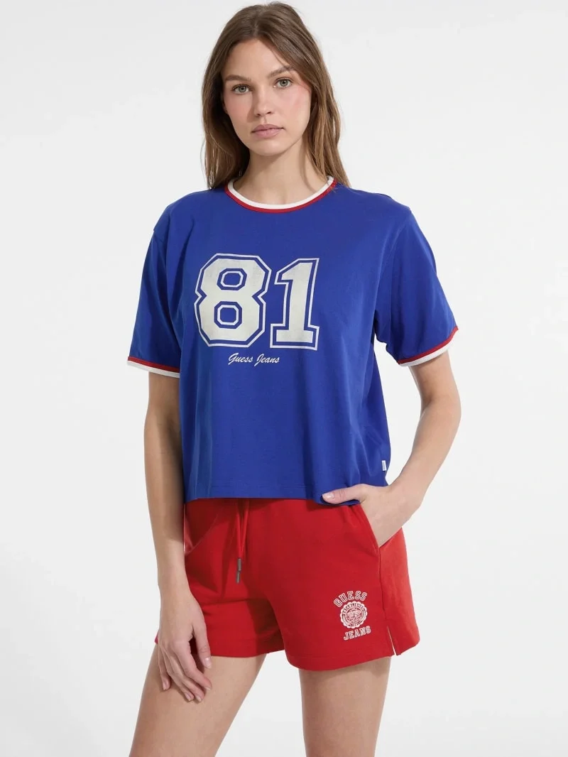 Guess Jeans Kadın Mavi Boxy Fit T-Shirt W5YI19K8HM0-G7L5