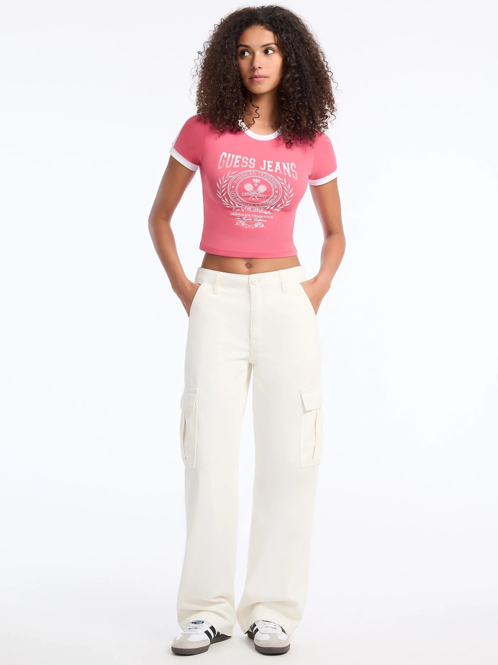 Guess Jeans Kadın Pembe Boxy Fit  Crop  W5YI03J1314-A619