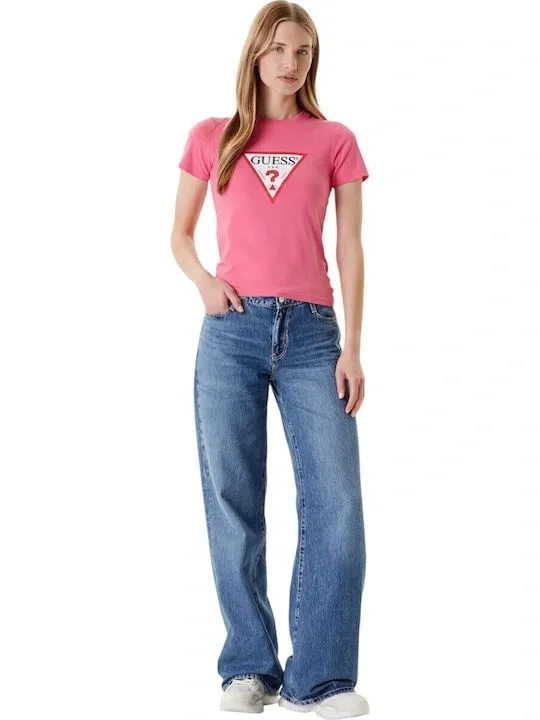 Guess Jeans Kadın Pembe Slim Fit T-Shirt W4YI04J1314-A619