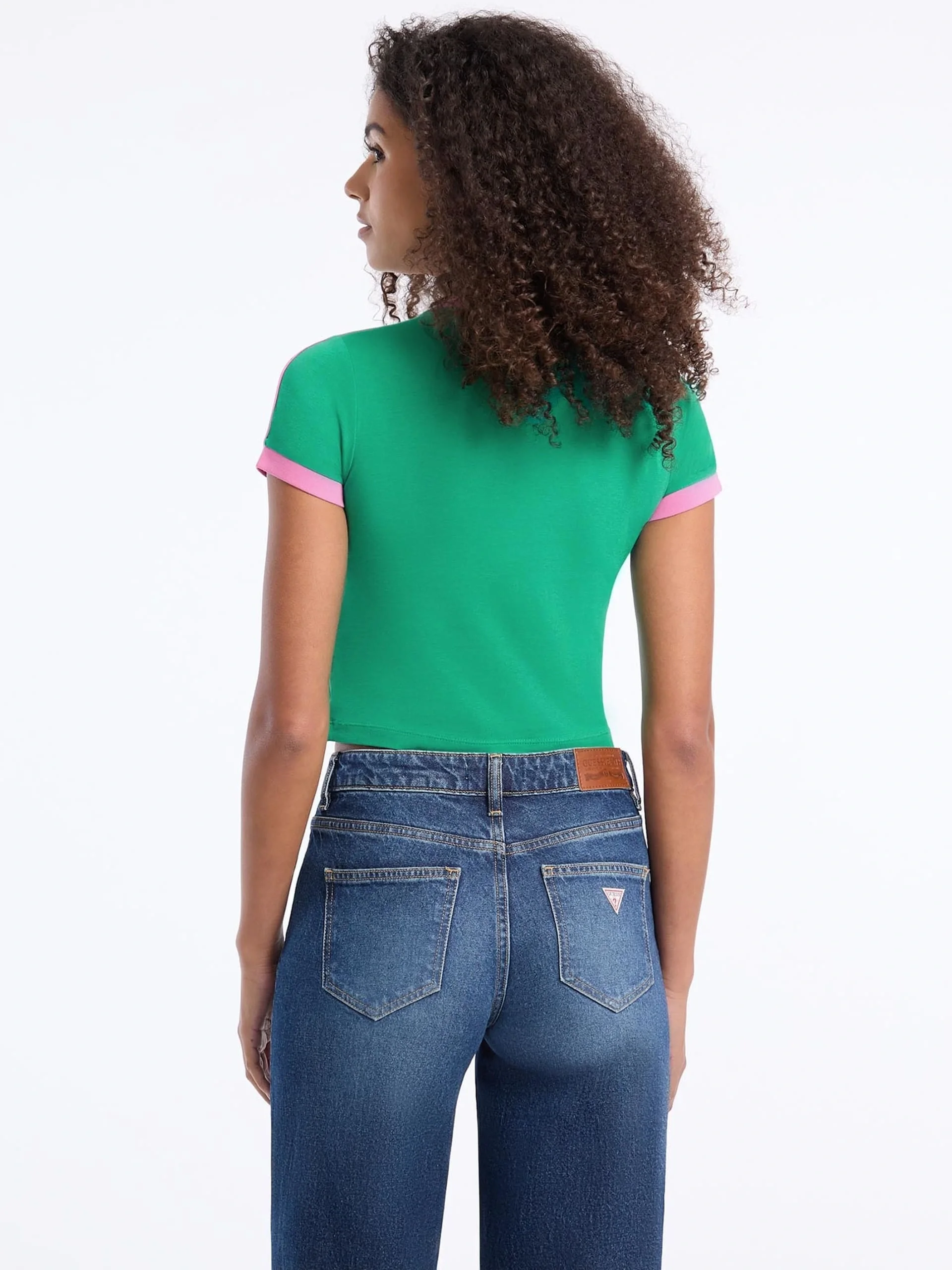 Guess Jeans Kadın Yeşil Boxy Fit  Crop  W5YI03J1314-A899