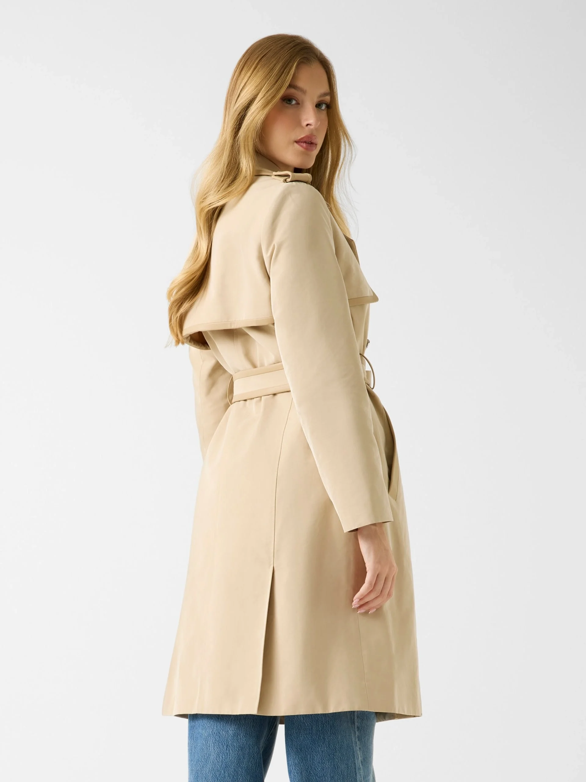 Guess Jenny PU Detaylı Kadın Kahverengi Trençkot W5RL14WGWD2-G1L7