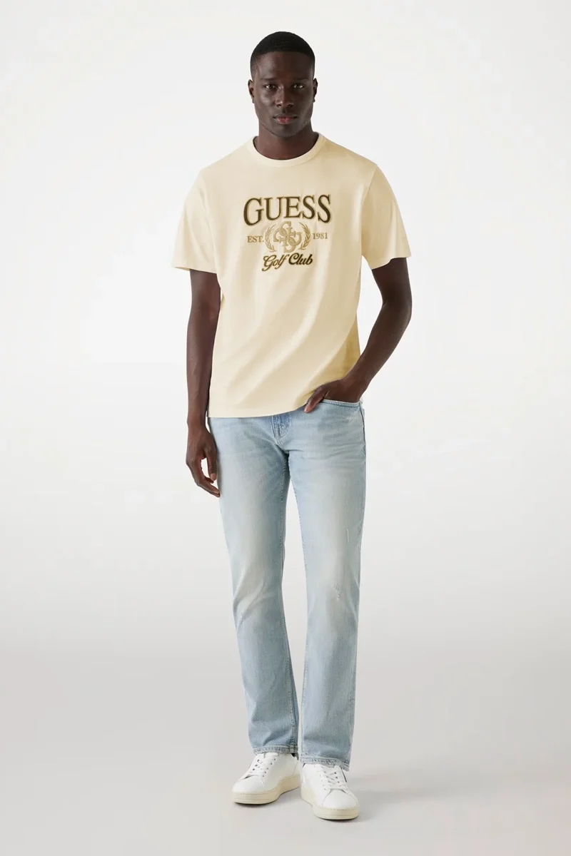 Guess Jersey Erkek Bej Regular Fit T-Shirt M5YI22K8FQ4-G1FE