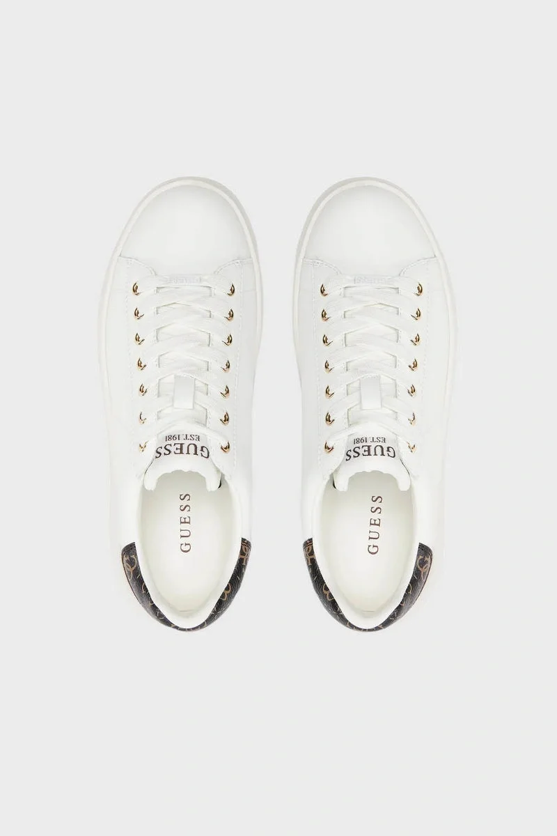 Guess Elbina Kadın Beyaz Bronz Deri Sneaker FLJELBFAL12-WHBRO