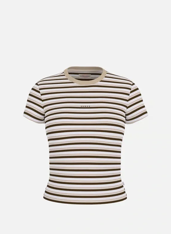 Guess Kadın Çok Renkli Çizgili Bisiklet Yaka T-shirt W5BP52KA0H1-S19F