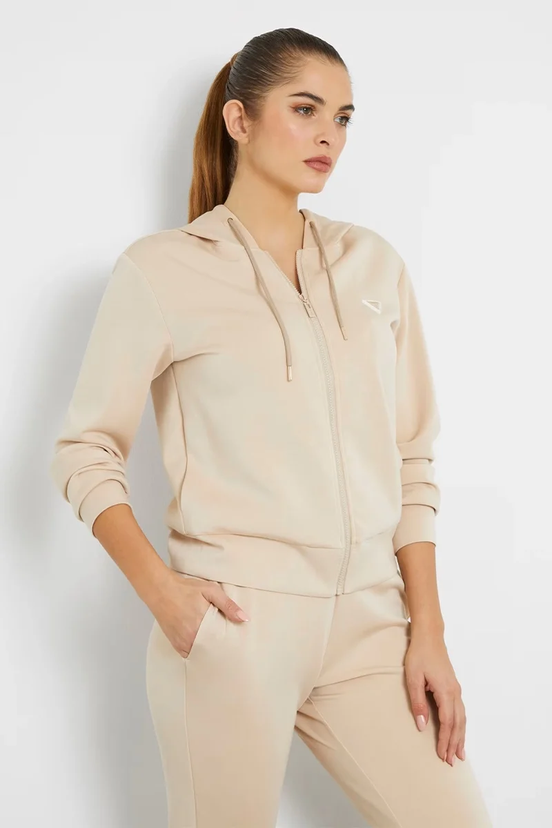 Guess OLYMPE FULL ZIP HOOD Kadın Kahverengi Eşofman Üstü V4YQ06KCAY2-G1L9