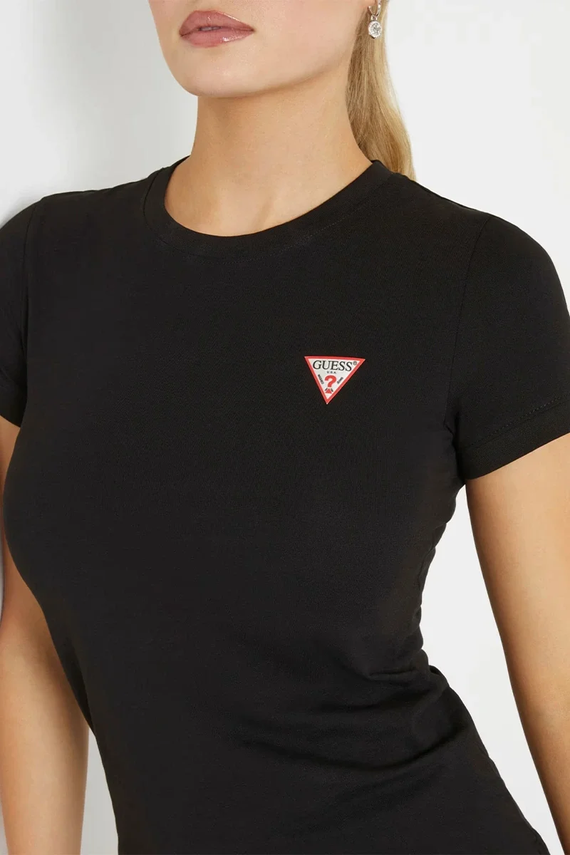 Guess Mini Triangle Kadın Siyah Slim Fit T-Shirt W2YI44J1314-JBLK