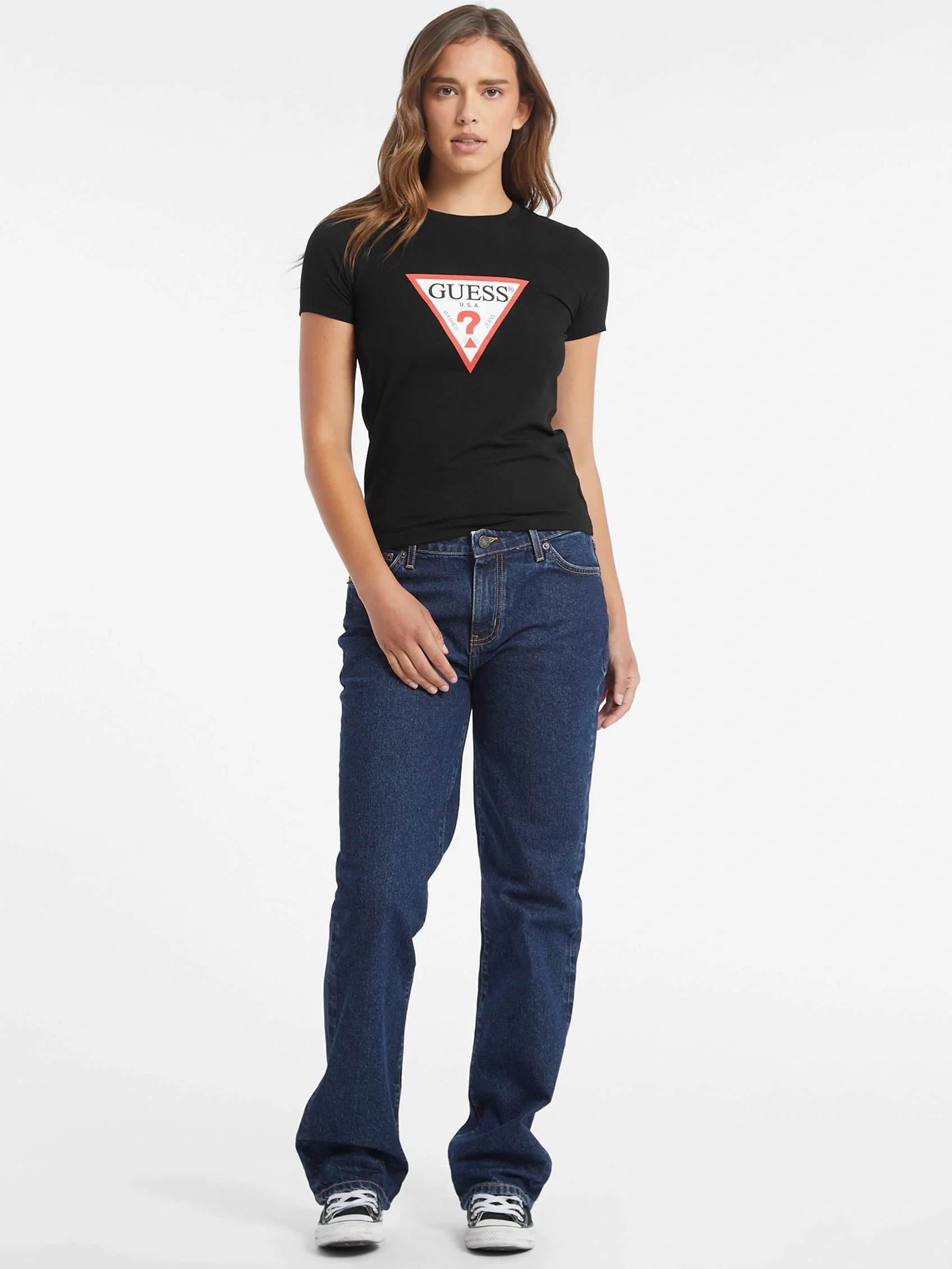 Guess Kadın Siyah Slim Fit T-Shirt W4YI04J1314-JBLK