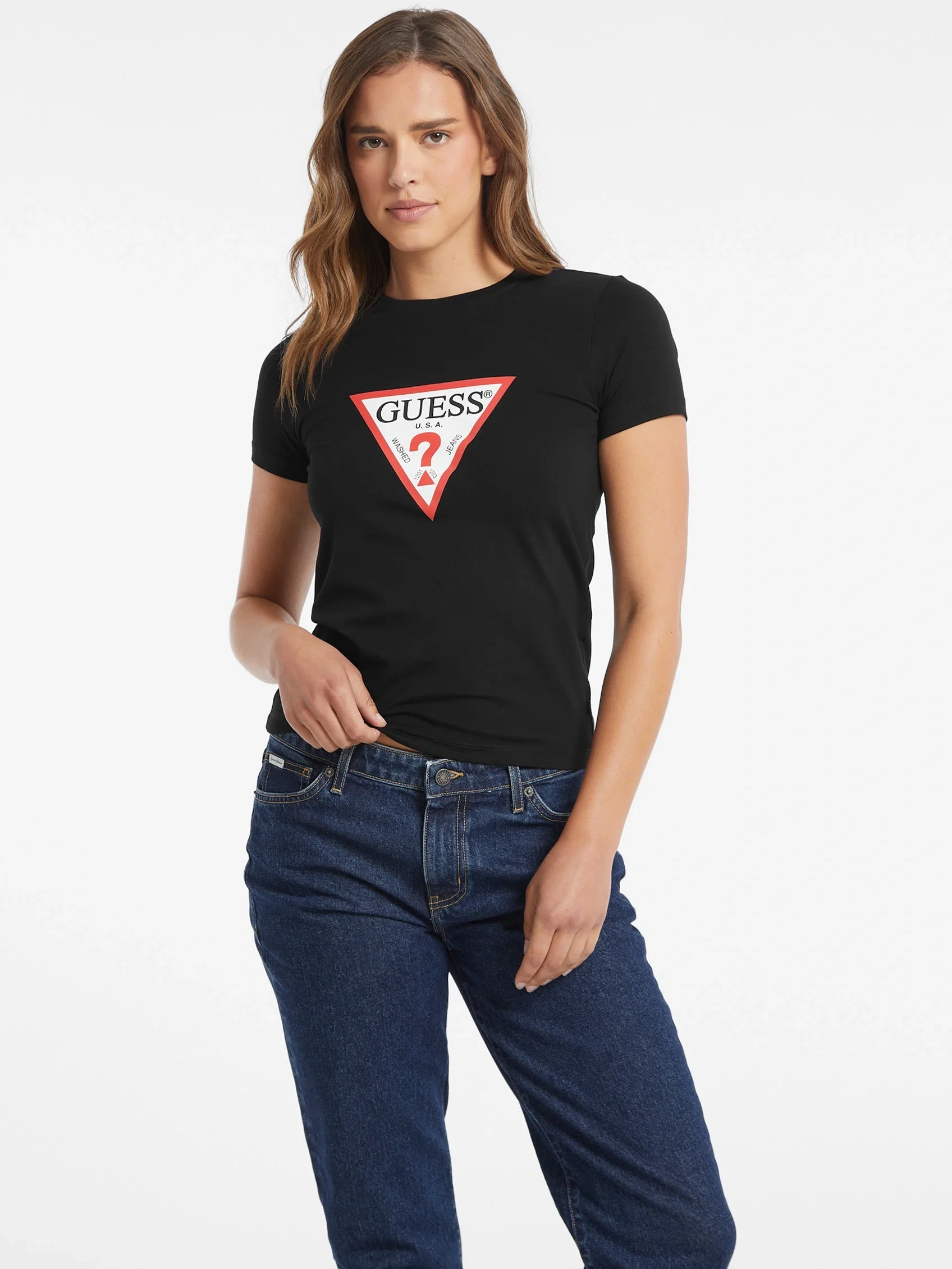 Guess Kadın Siyah Slim Fit T-Shirt W4YI04J1314-JBLK