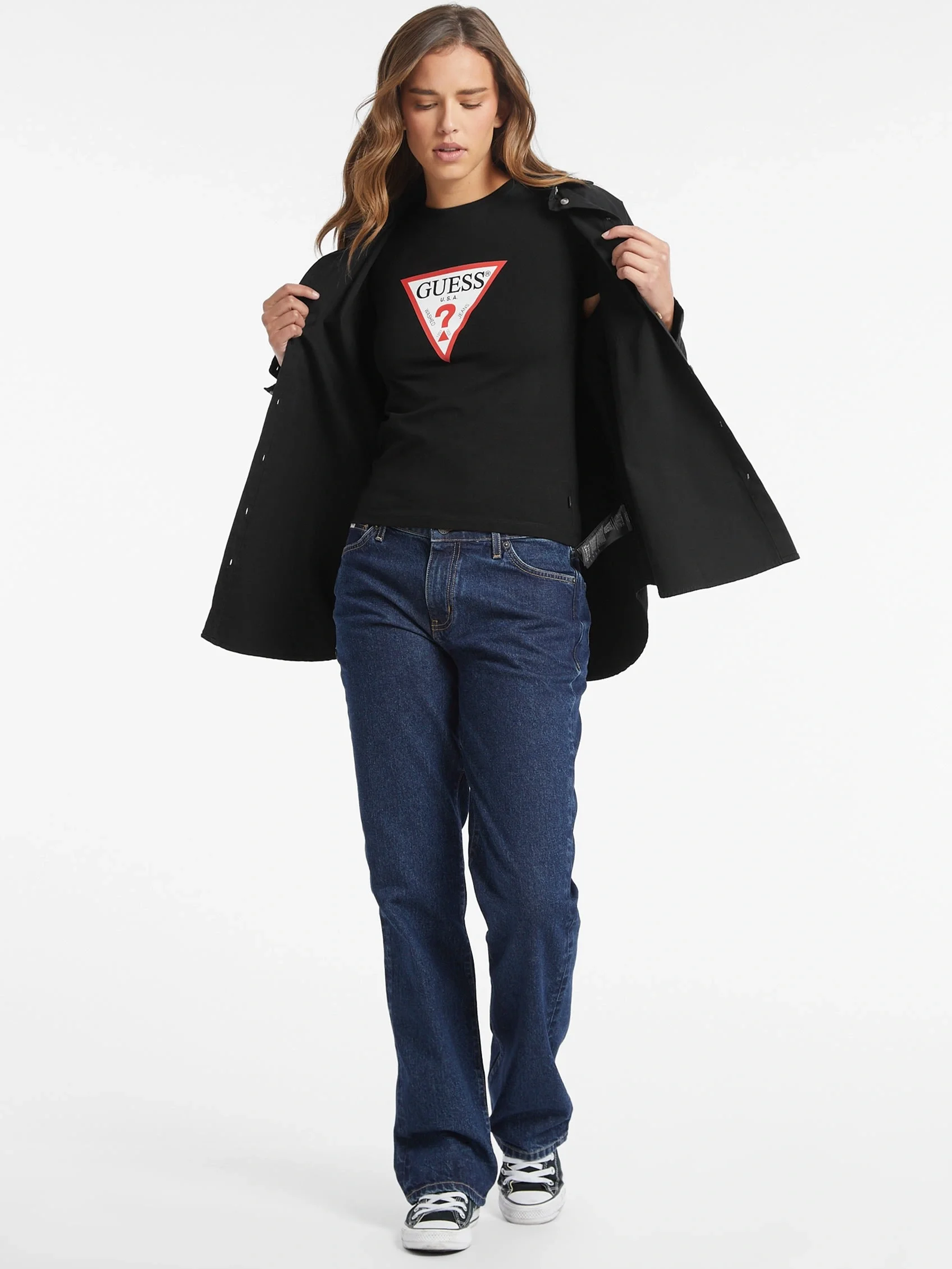 Guess Kadın Siyah Slim Fit T-Shirt W4YI04J1314-JBLK