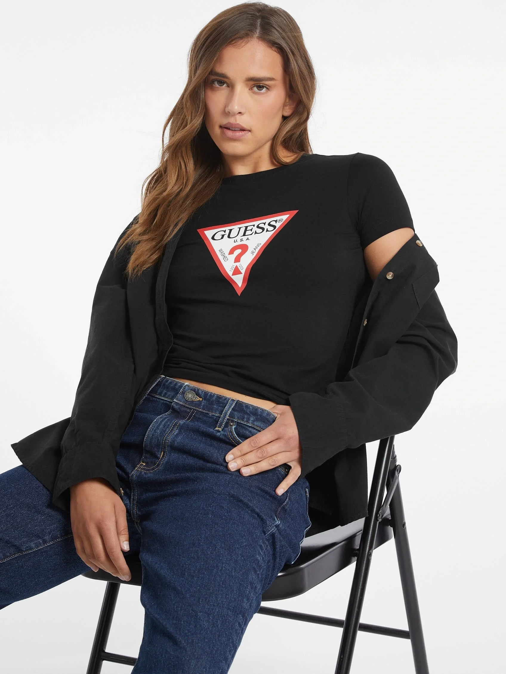 Guess Kadın Siyah Slim Fit T-Shirt W4YI04J1314-JBLK