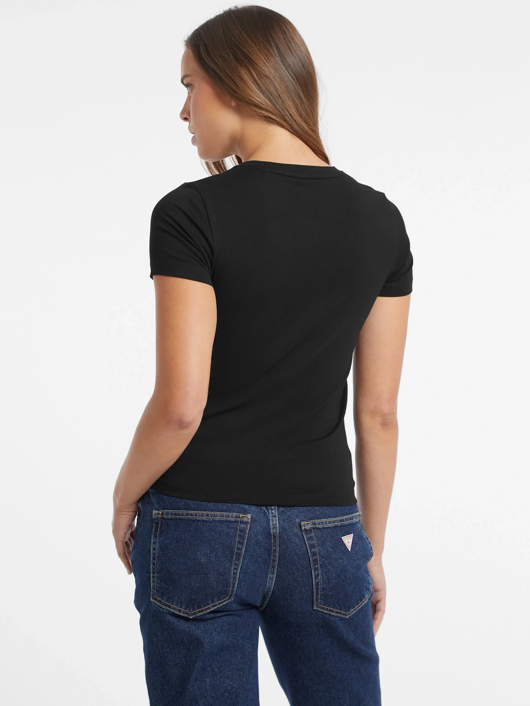 Guess Kadın Siyah Slim Fit T-Shirt W4YI04J1314-JBLK