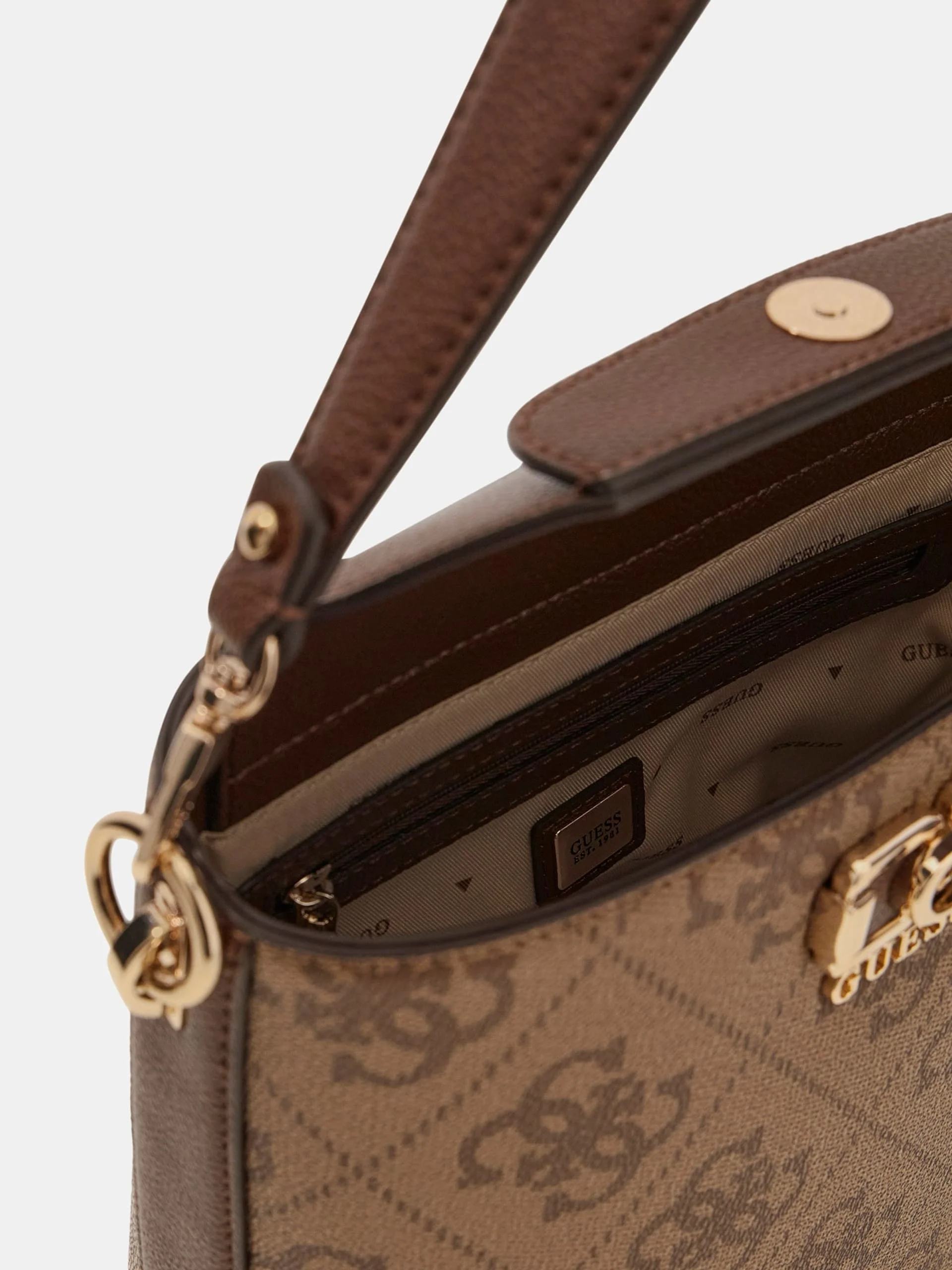 Guess Karnilla Logolu Büzgülü Kadın Kahverengi El Çantası HWOS9901010-LGW