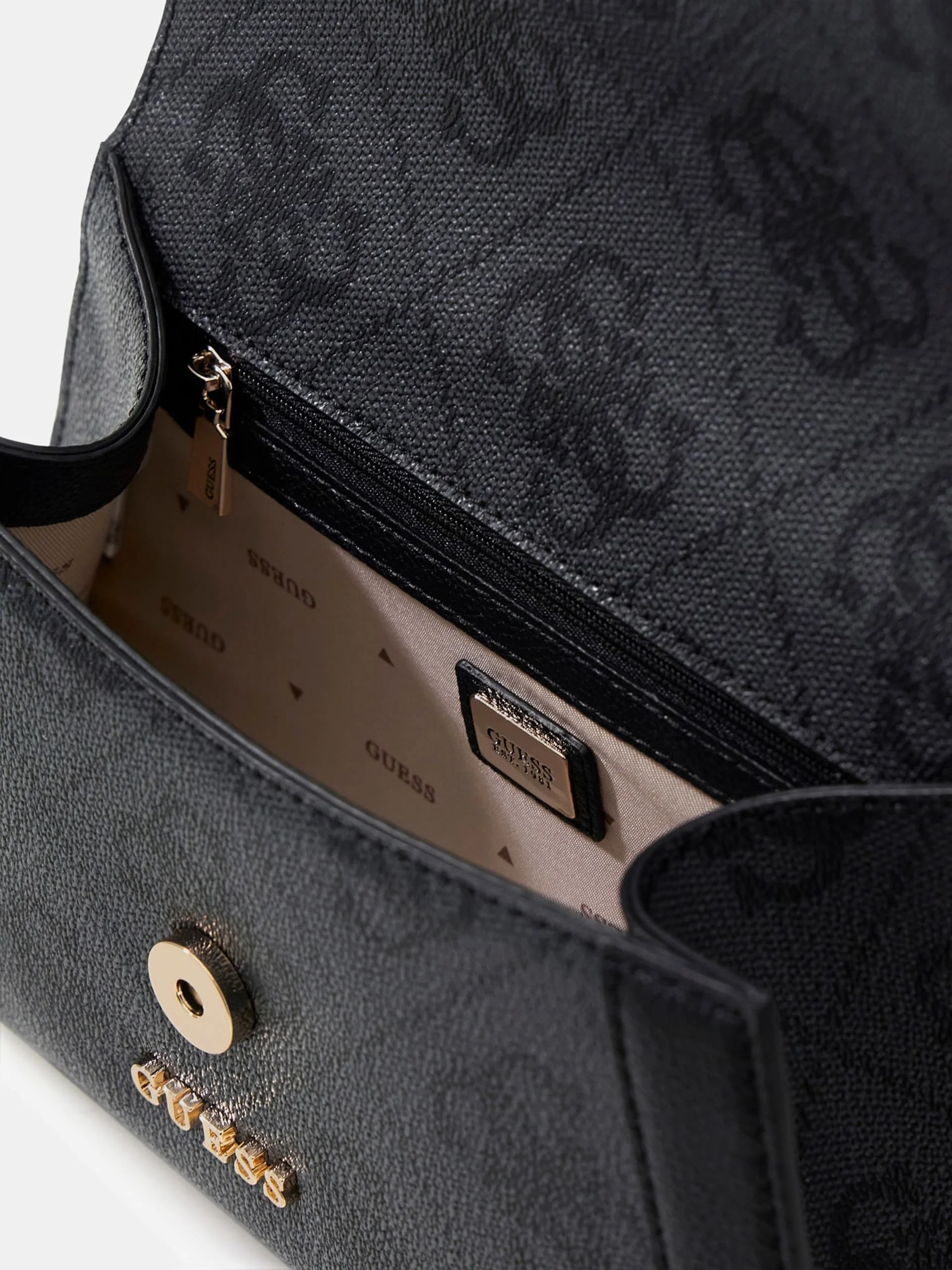 Guess Karnilla Logolu Kapaklı Omuz Kadın Antrasit El Çantası HWOS9901190-CLO