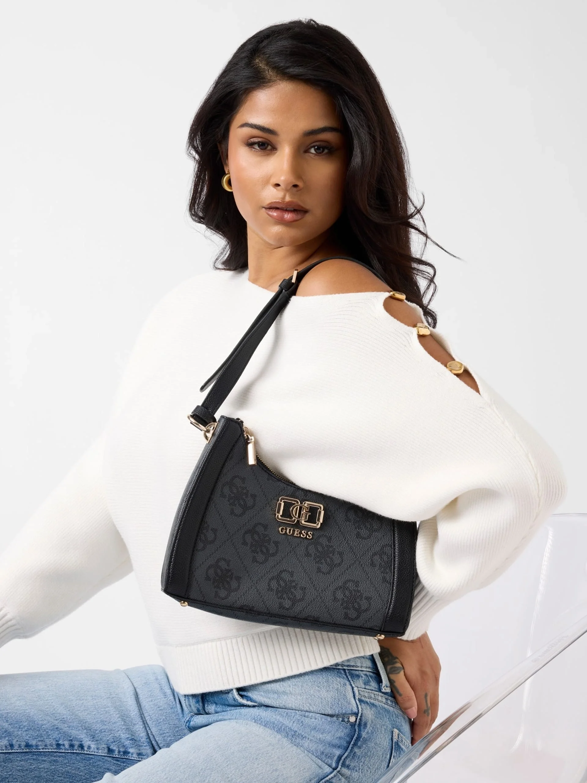 Guess Karnilla Logolu Omuz Kadın Antrasit Omuz Çantası HWOS9901180-CLO