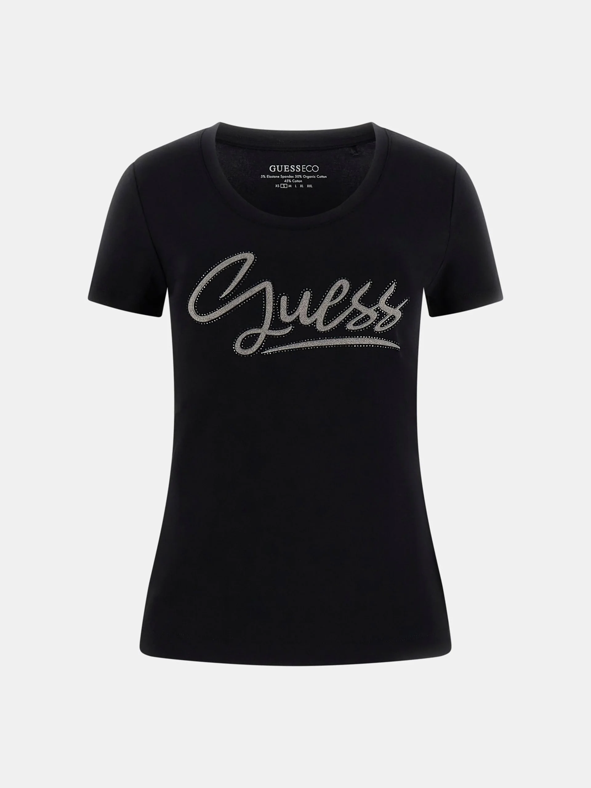 Guess Kısa Kollu Bisiklet Yaka Guess Yazılı Kadın Siyah T-shirt W6RI24J1314-JBLK