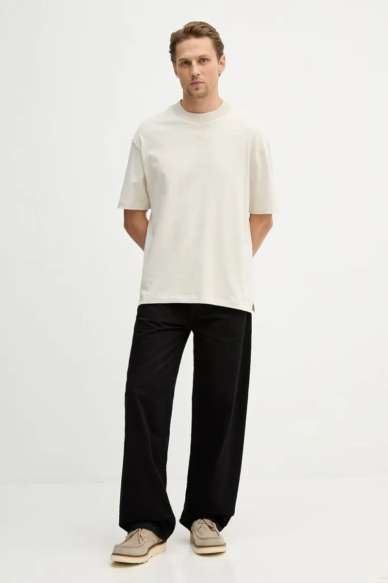 Guess Kısa Kollu Kontrast Yakalı Örgü Erkek Bej Top M6RP09KA260-A913