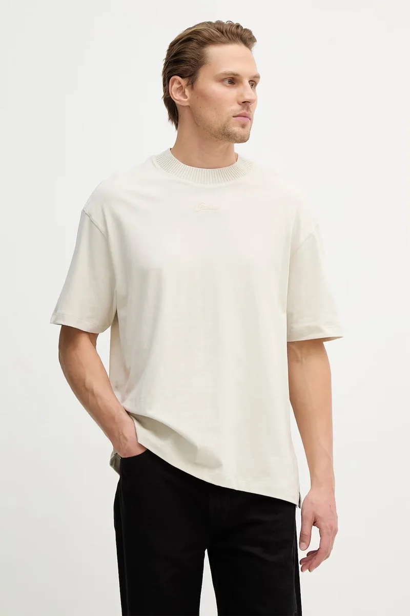 Guess Kısa Kollu Kontrast Yakalı Örgü Erkek Bej Top M6RP09KA260-A913