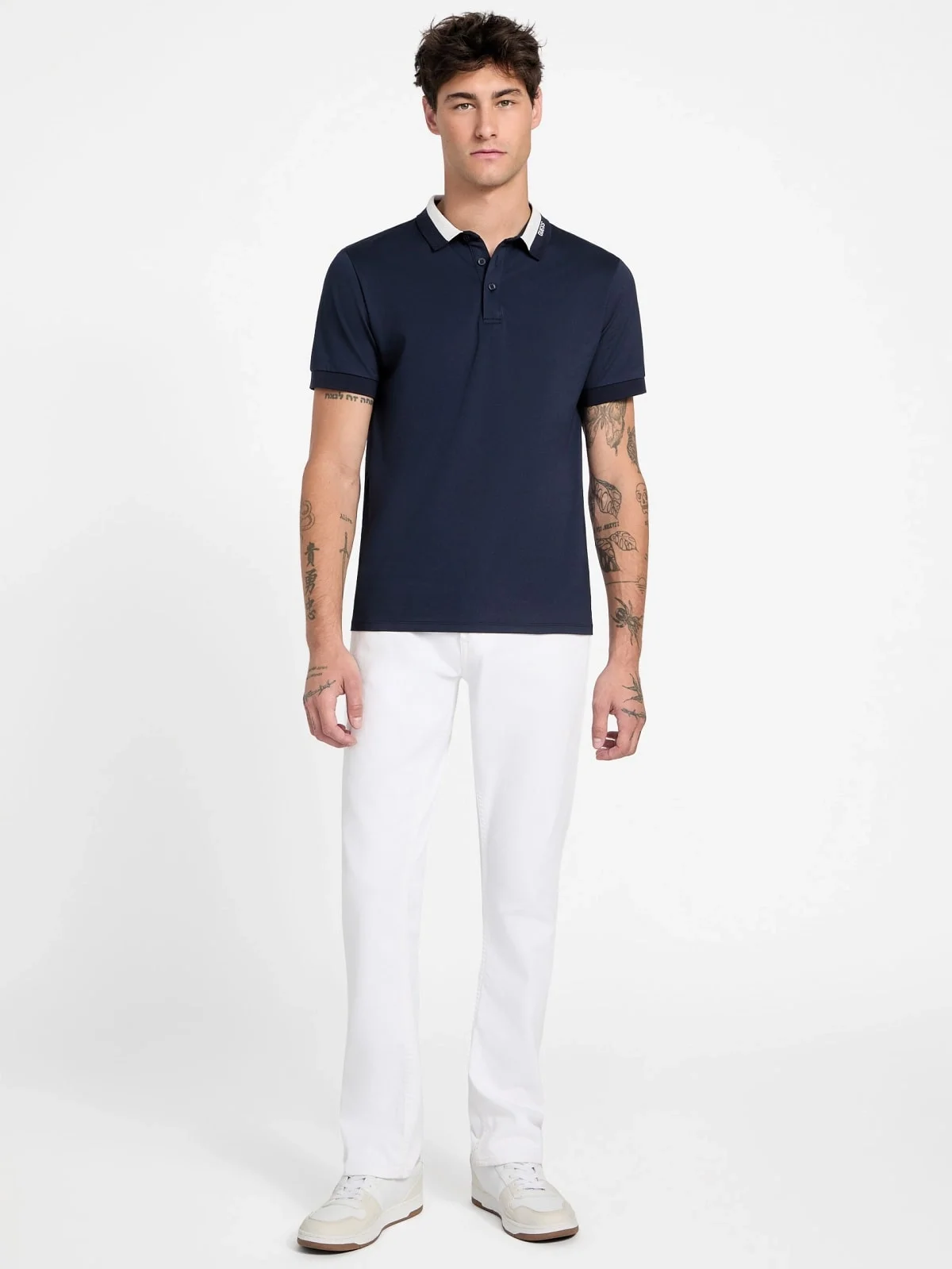 Guess Kısa Kollu Paul Guess Yakalı Polo Yakalı Erkek Lacivert Polo T-shirt M6RP47KARS2-G7V2