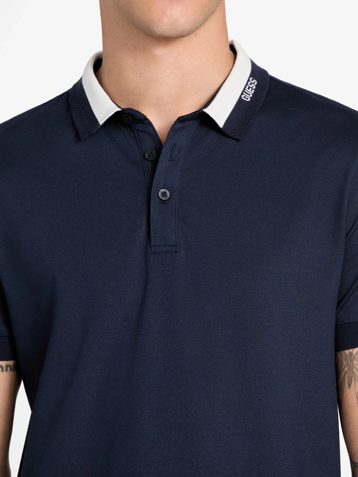 Guess Kısa Kollu Paul Guess Yakalı Polo Yakalı Erkek Lacivert Polo T-shirt M6RP47KARS2-G7V2