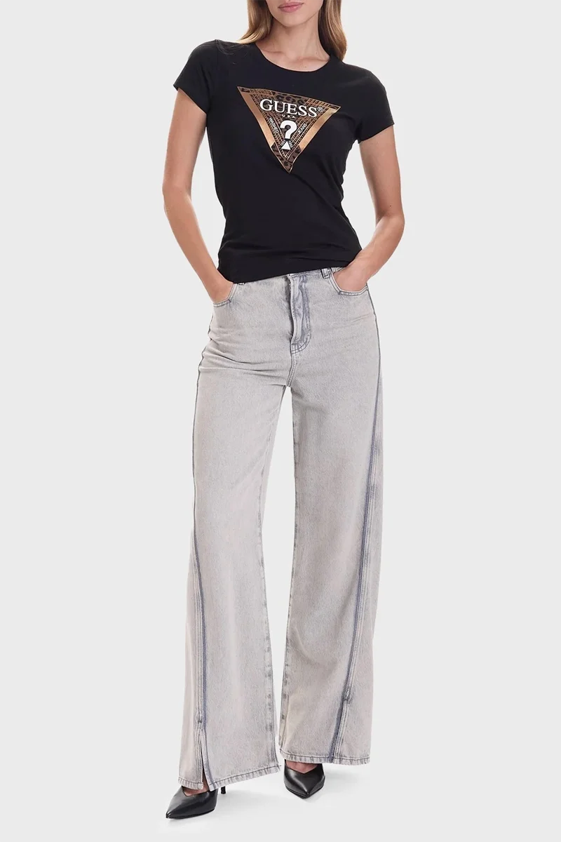 Guess Leo Kadın Siyah Slim Fit T-Shirt W5BI28J1314-JBLK