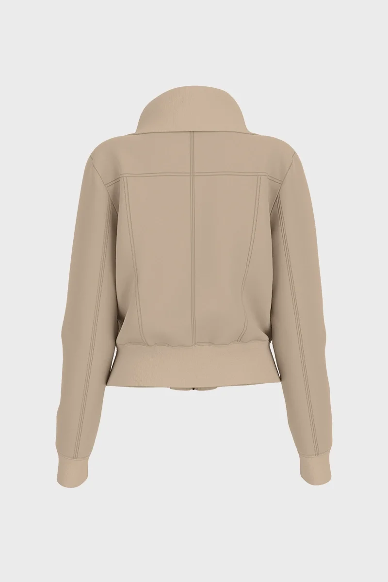 Guess Lia Tam Fermuarlı Kadın Bej Sweatshirt V6RQ04KCJY2-A117