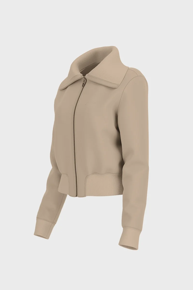 Guess Lia Tam Fermuarlı Kadın Bej Sweatshirt V6RQ04KCJY2-A117