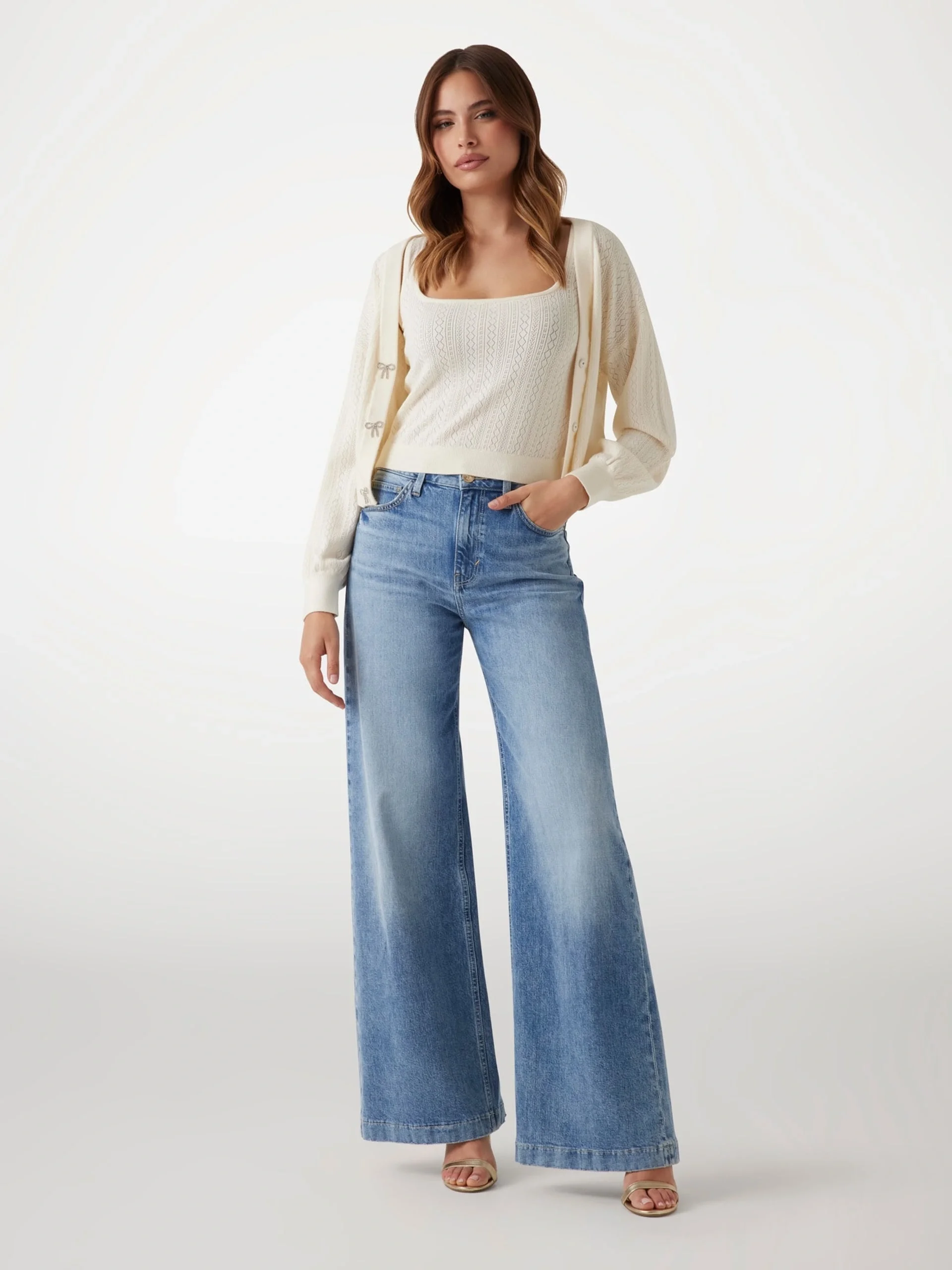 Guess Lyla Kadın Beyaz Triko Hırka W5YR01Z2ZK2-G012