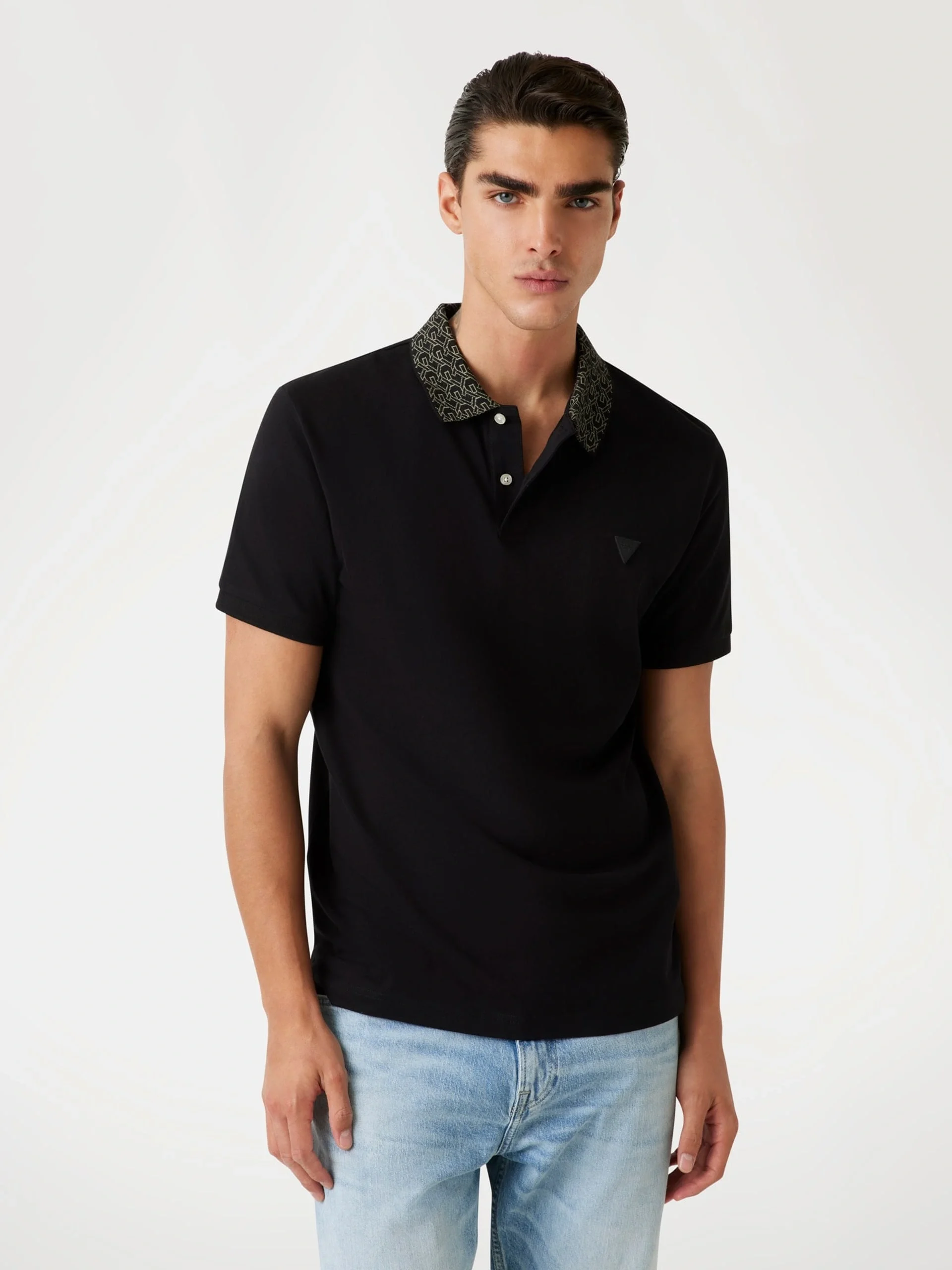 Guess Lyle Erkek Siyah Slim Fit Polo T-Shirt M5YP60K7O64-JBLK