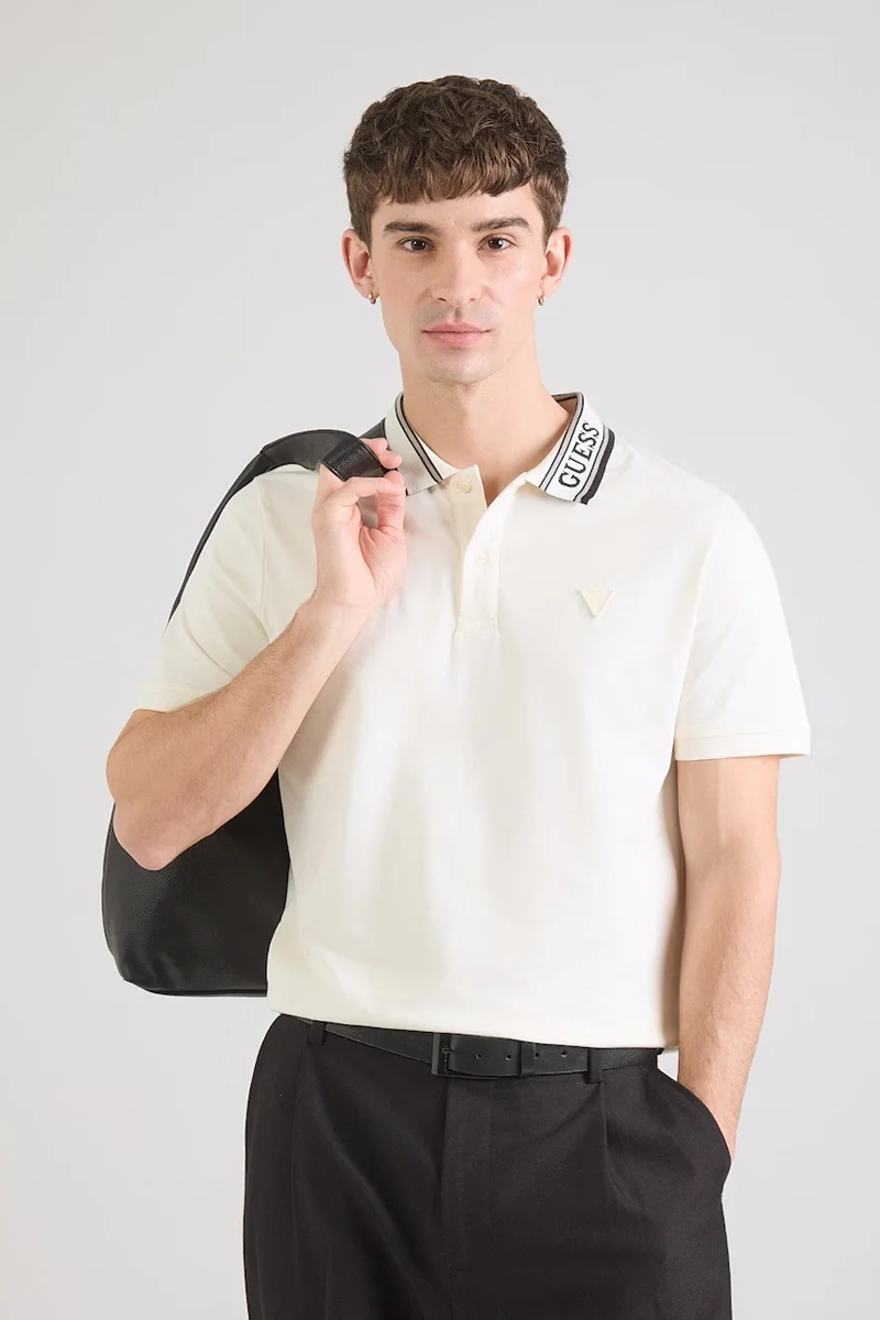 Guess Lyle Kısa Kollu Polo Yakalı Erkek Krem Polo T-shirt M6RP60K7O64-G291