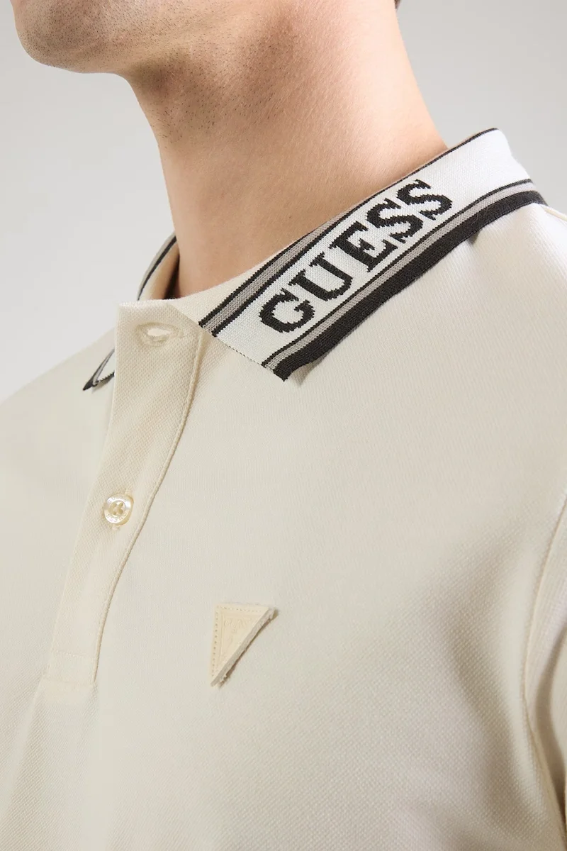 Guess Lyle Kısa Kollu Polo Yakalı Erkek Krem Polo T-shirt M6RP60K7O64-G291