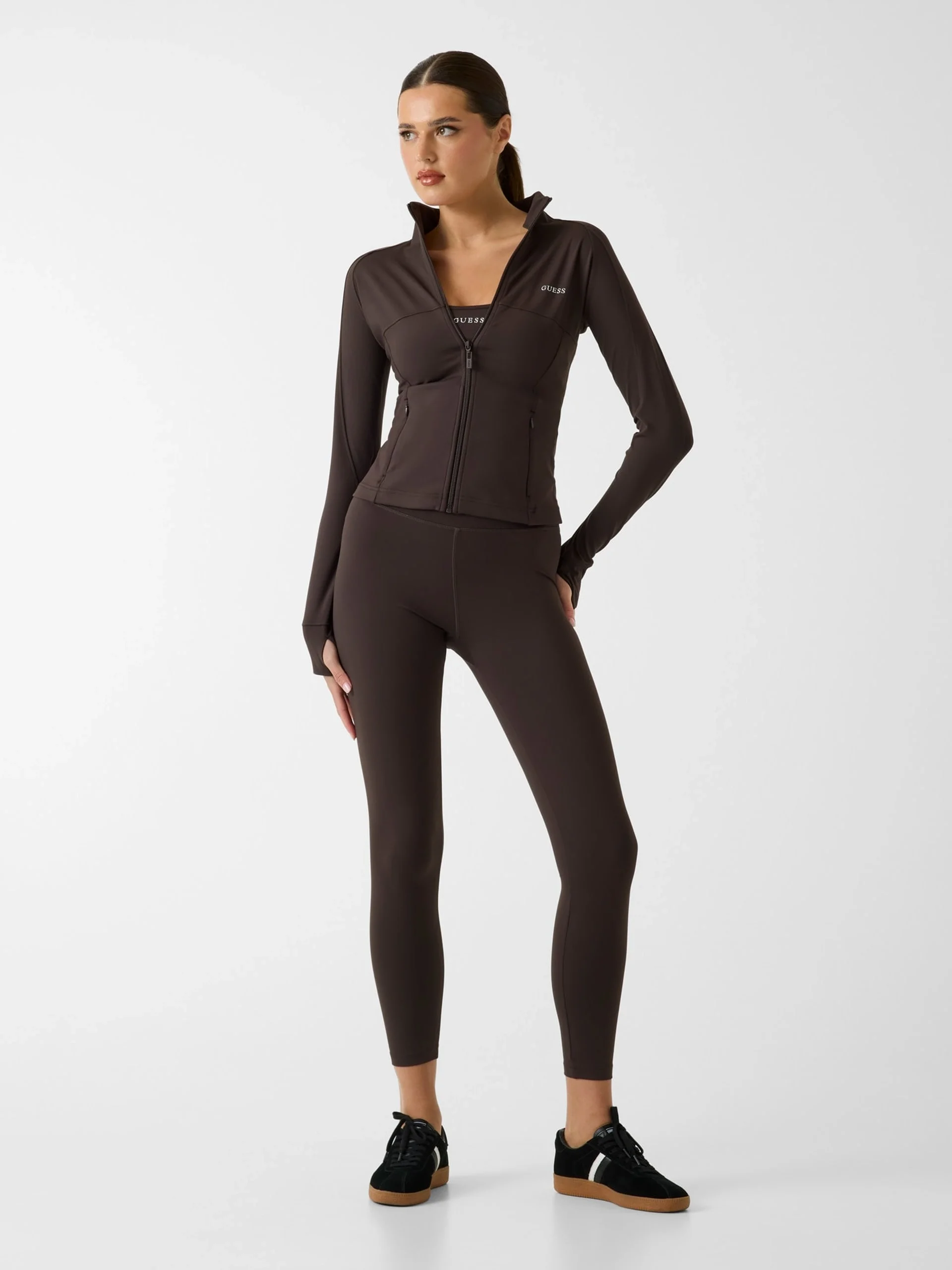 Guess Margot Uzun Kollu Fermuarlı Aktif Kadın Kahverengi Ceket V6RP15KD952-A10K