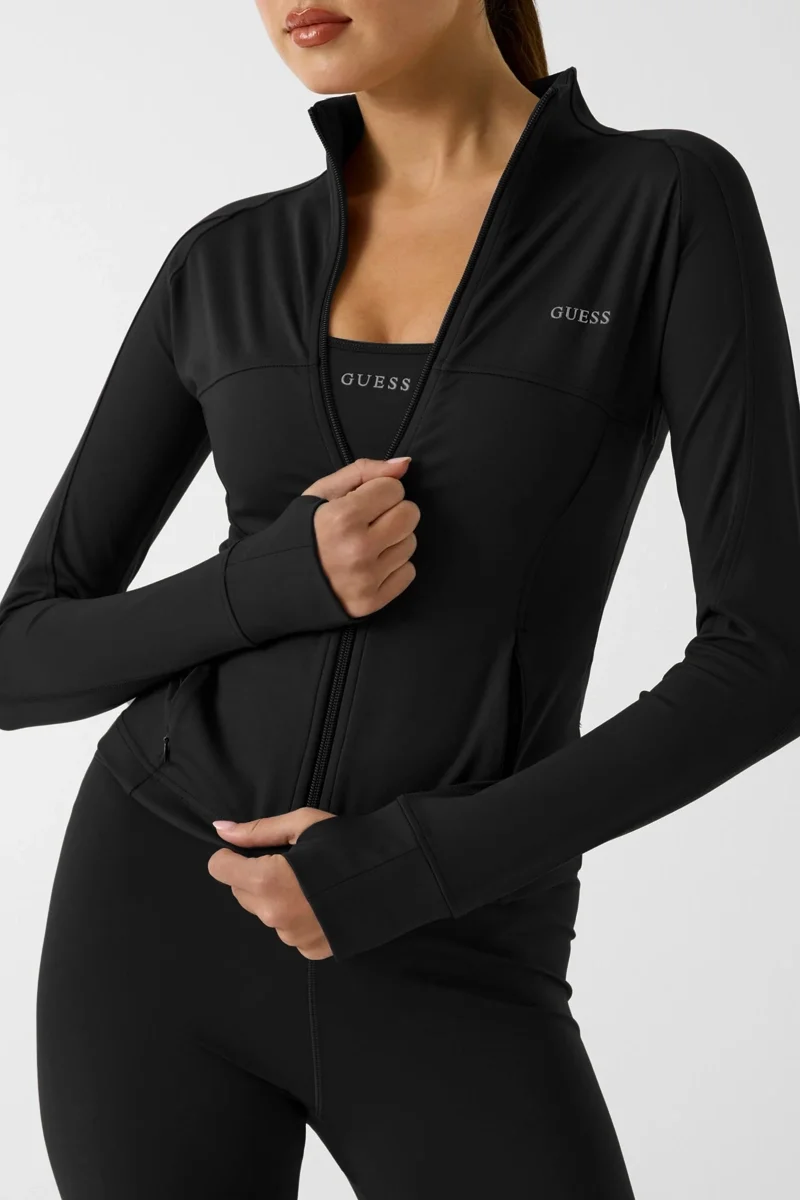 Guess Margot Uzun Kollu Fermuarlı Aktif Kadın Siyah Ceket V6RP15KD952-JBLK