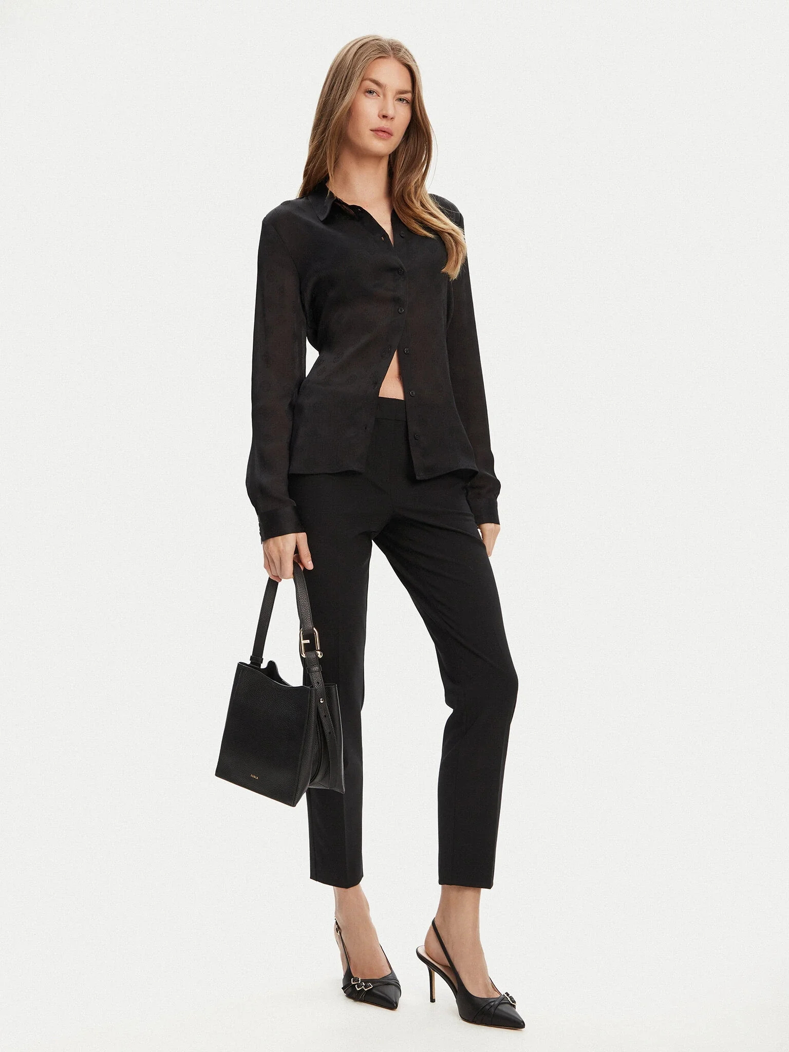 Guess Marthe Kadın Siyah Relaxed Fit Gömlek W5YH1AWHCR2-JBLK