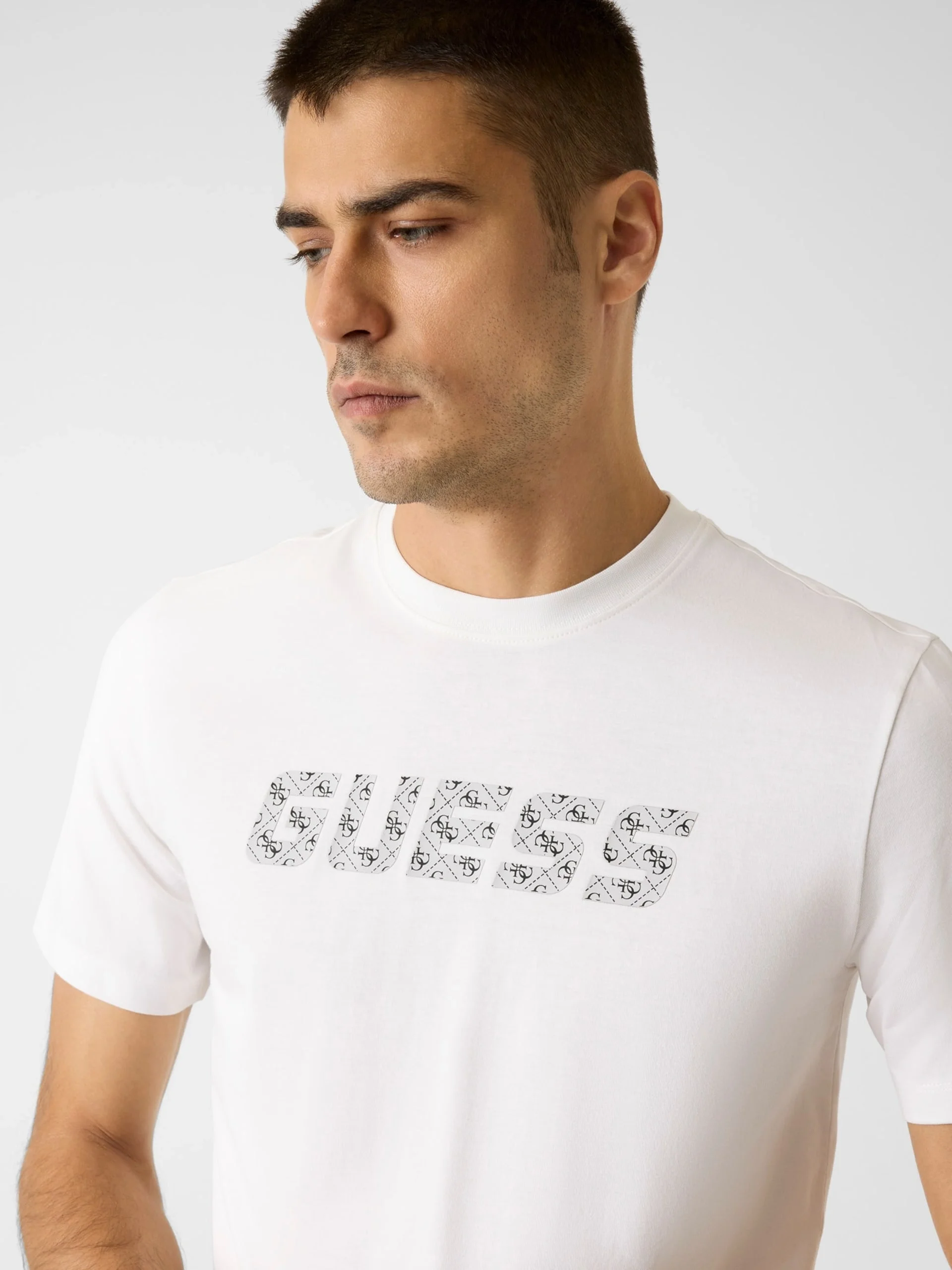 Guess Maska Bisiklet Yaka Kısa Kollu Erkek Beyaz T-shirt Z6RI15I3Z14-G018