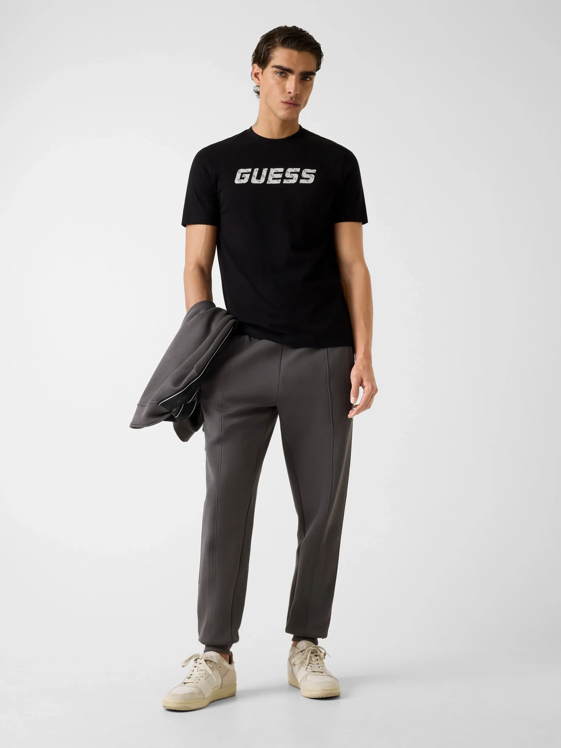 Guess Maska Bisiklet Yaka Kısa Kollu Erkek Siyah T-shirt Z6RI15I3Z14-JBLK