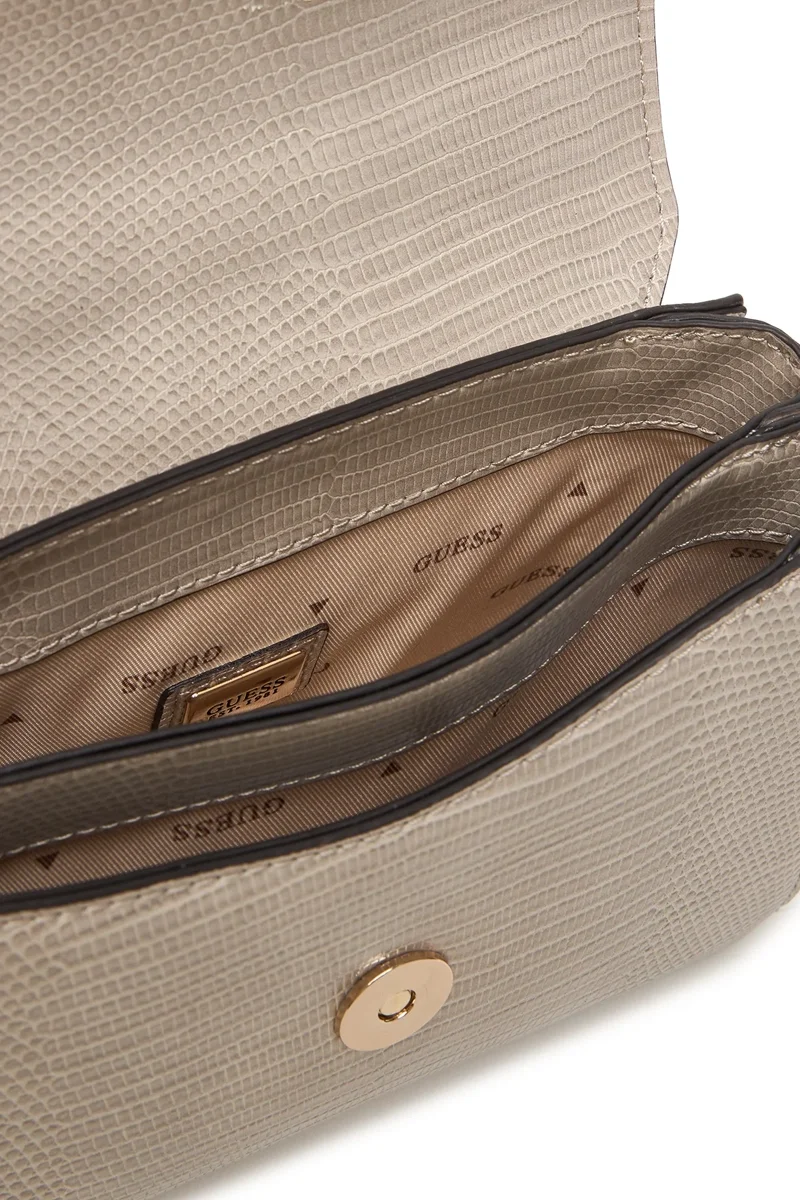 Guess Melinda Mini Dönüştürülebilir Çapraz Askılı Kapaklı Kadın Bej Omuz Çantası HWKL9933780-LTA