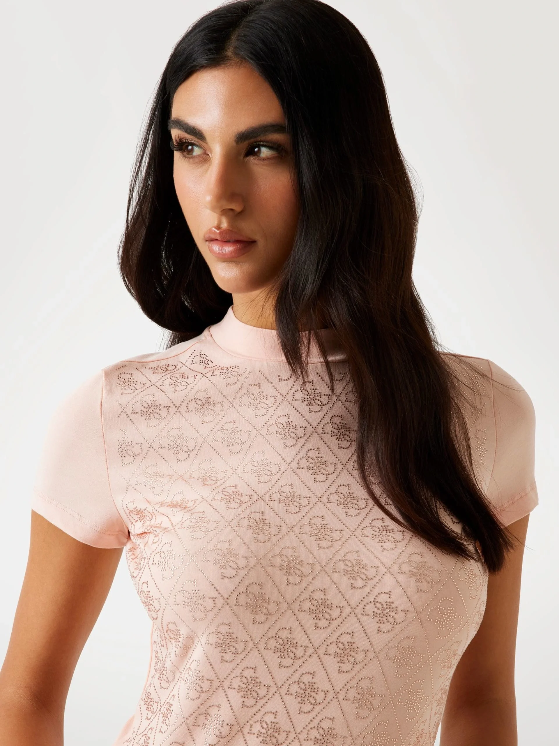 Guess Mock Kadın Bej Slim Fit T-Shirt W4BI26J1314-G6I1